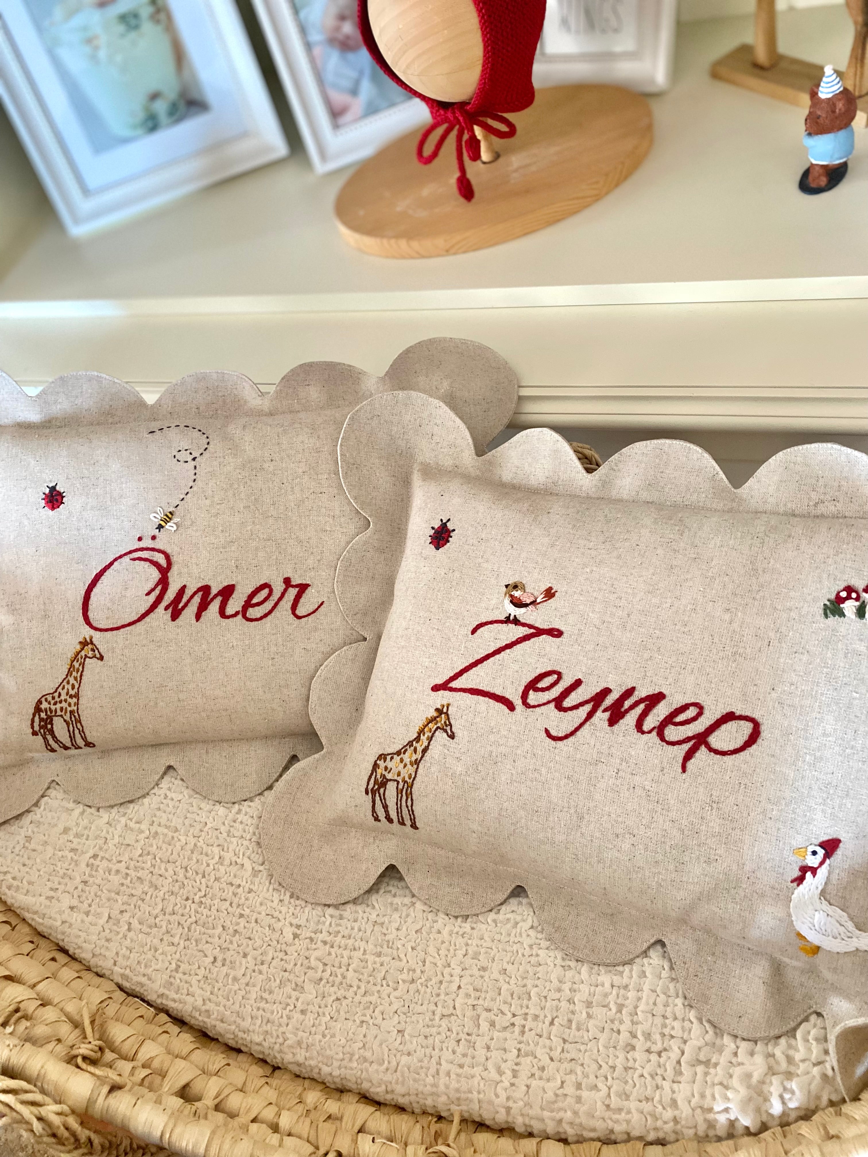 Kişiselleştirilmiş Keten Dilimli Bebek Yastığı