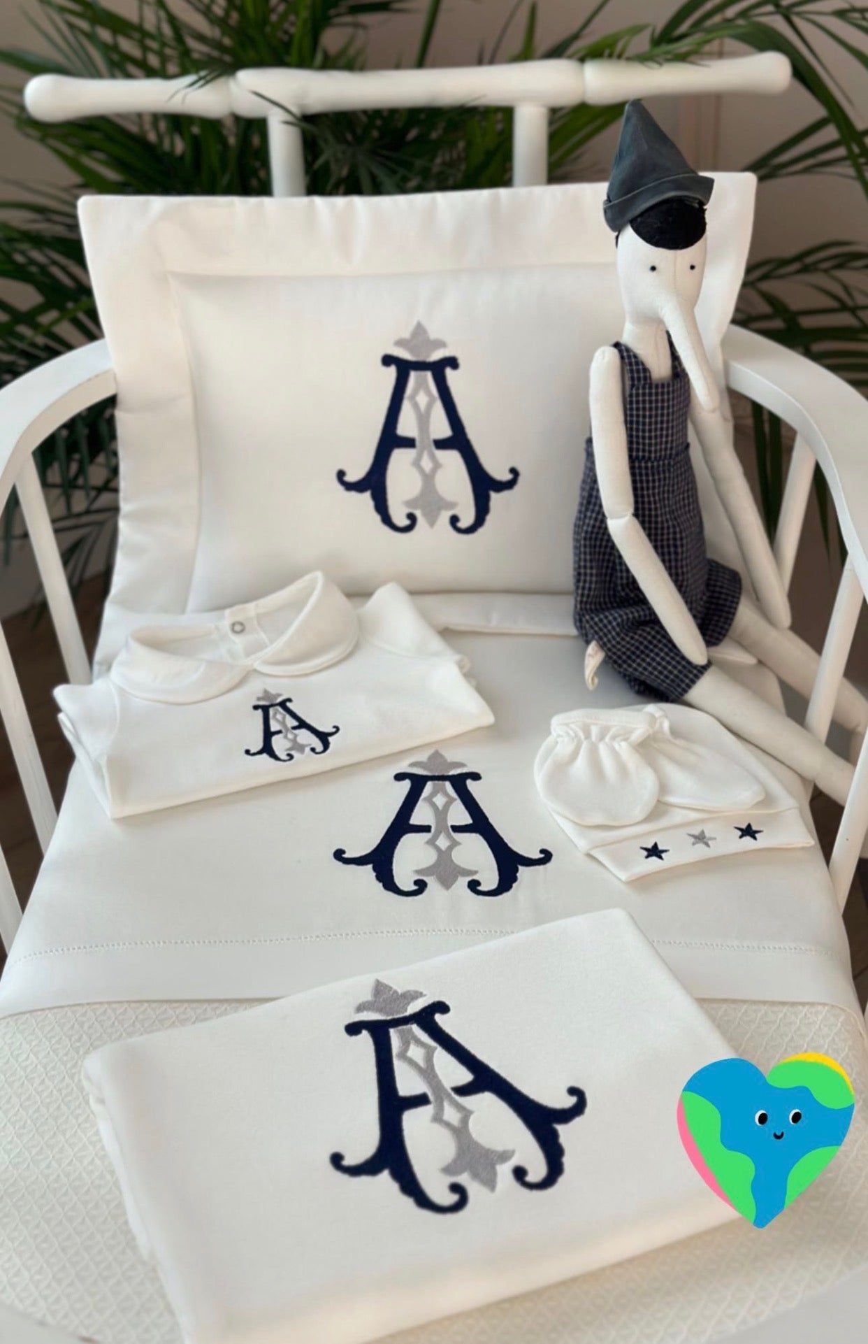 Monogram Nakışlı Hastane Çıkışı Seti