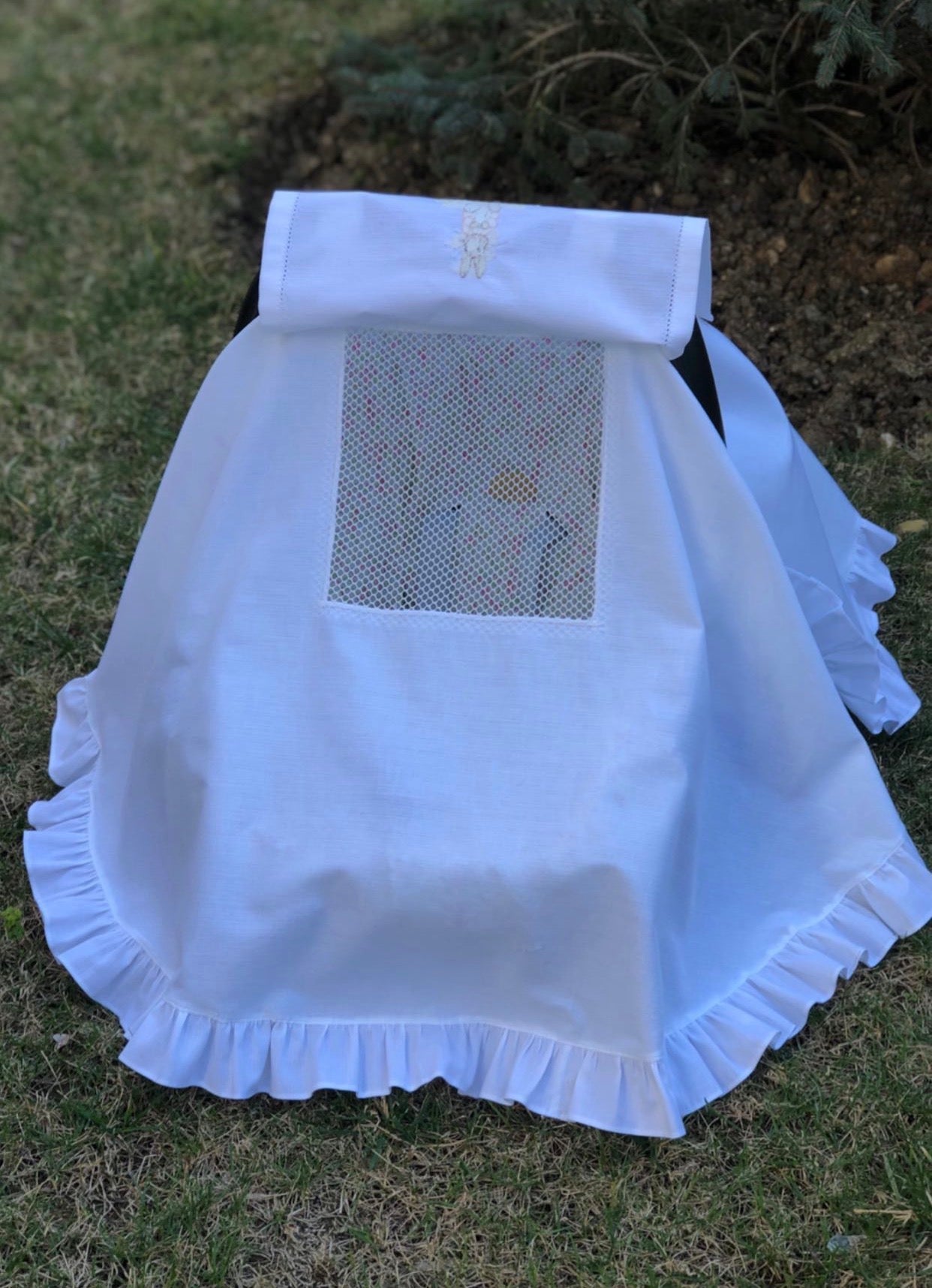 Keten Puset Örtüsü Oval Model Mavili