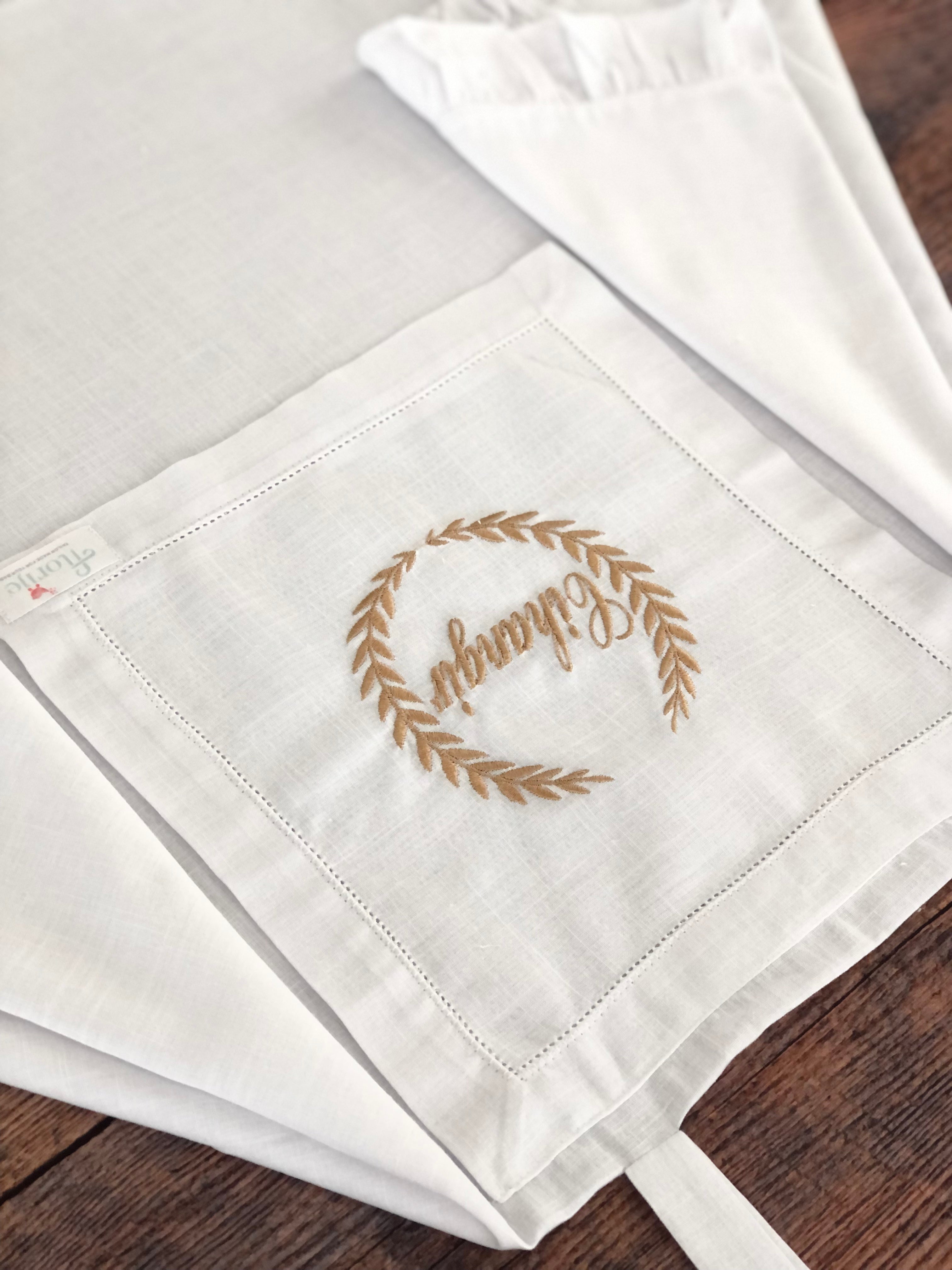 Keten Puset Örtüsü Çelenk Bej