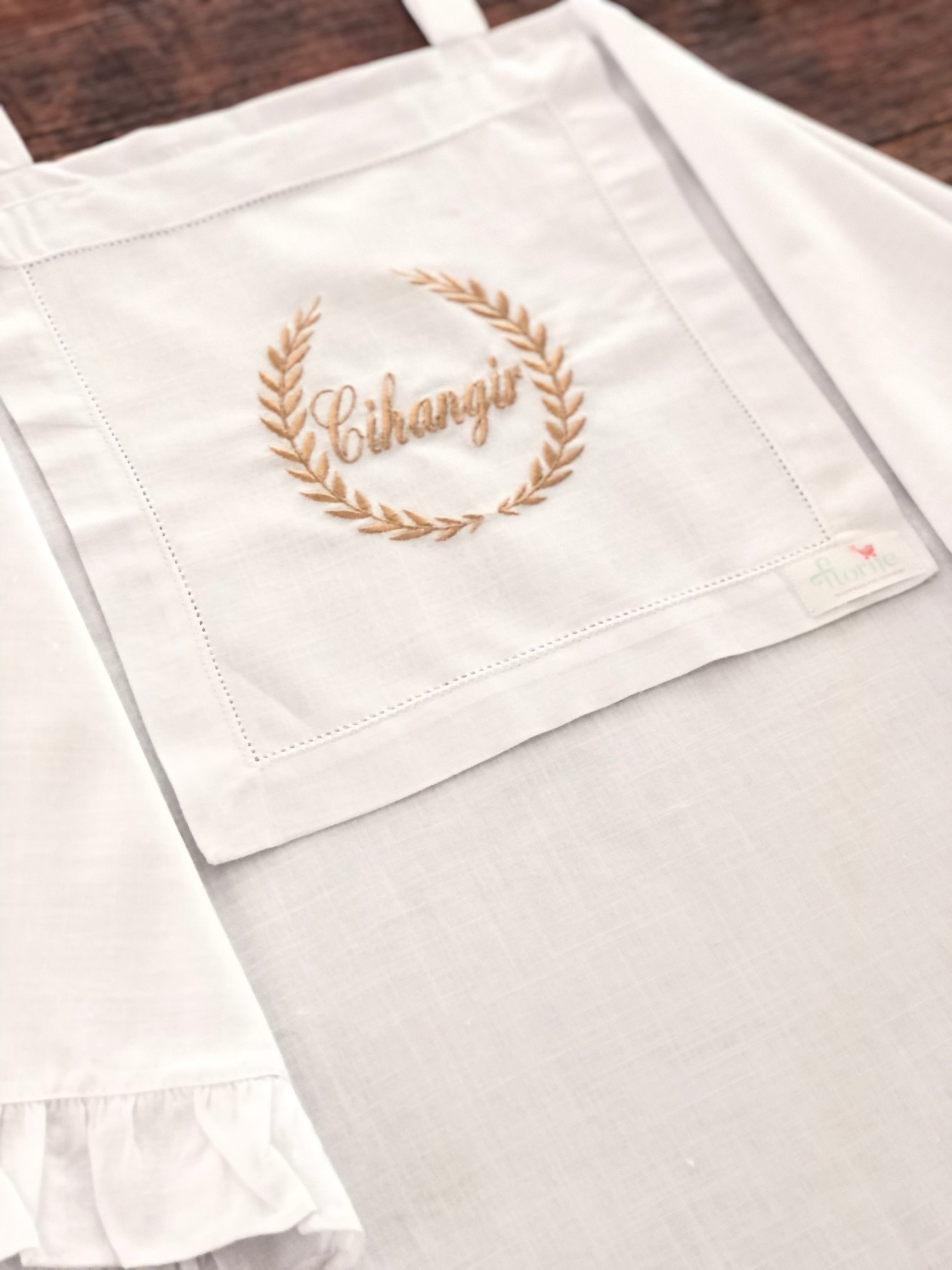 Keten Puset Örtüsü Çelenk Bej