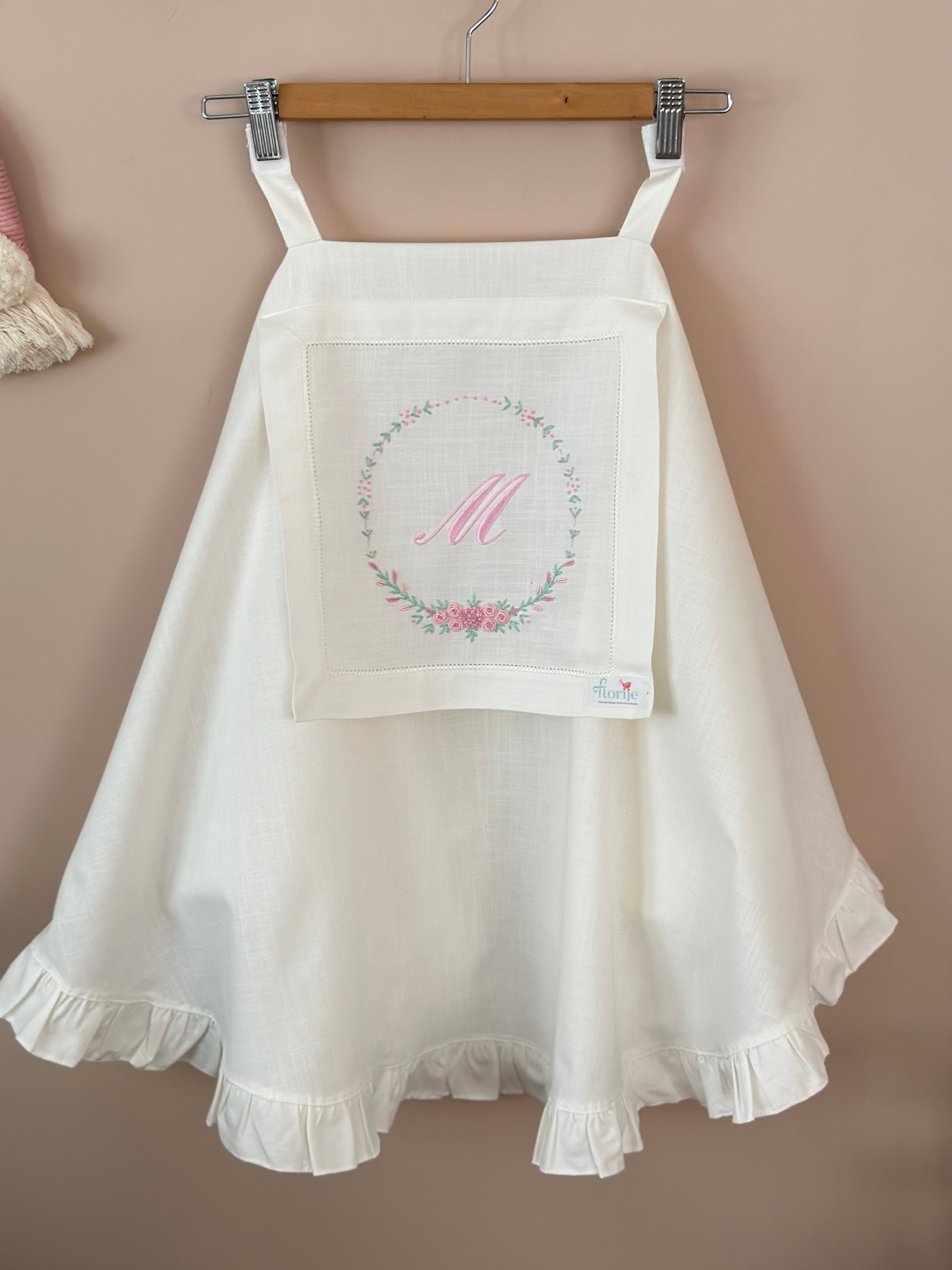 Ortancamsı İşlemeli Keten Puset Örtüsü Pembe/Mint