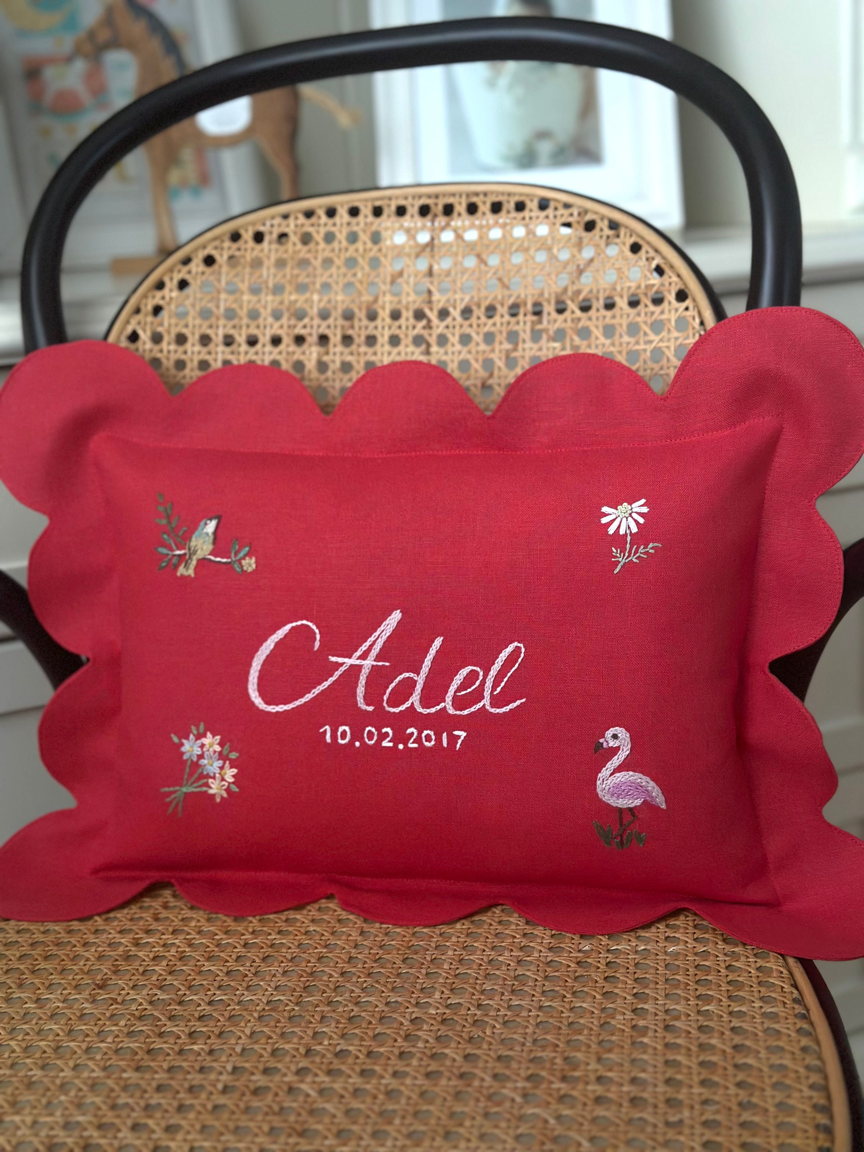 Kişiselleştirilmiş Keten Dilimli Bebek Yastığı