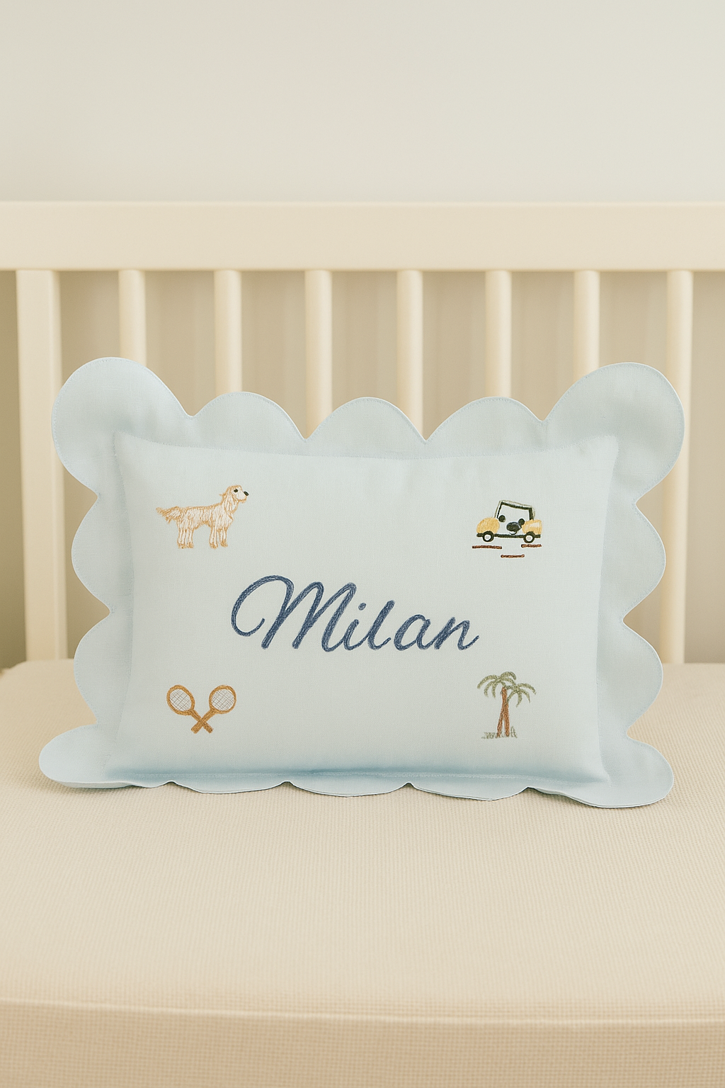 Kişiselleştirilmiş Keten Dilimli Bebek Yastığı