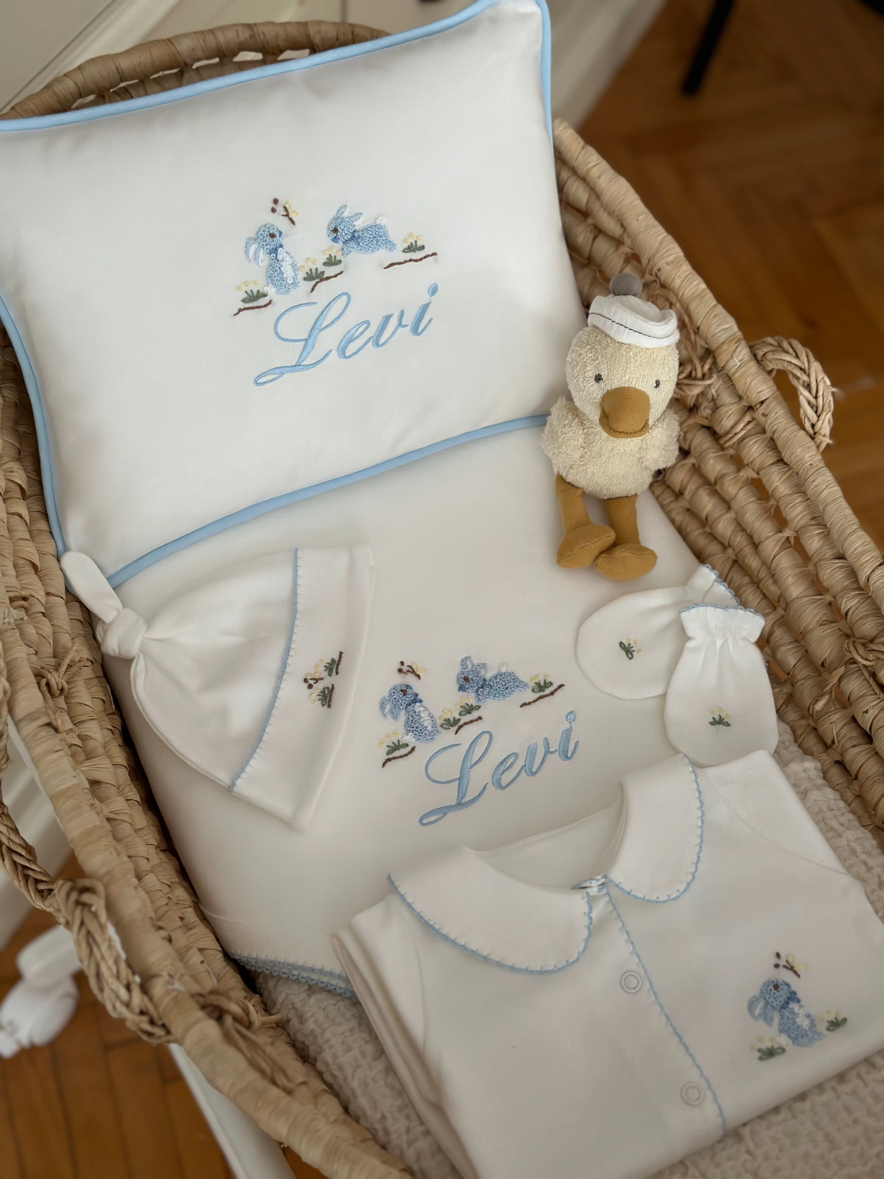 Rabbit Mavi Organik Yenidoğan Seti
