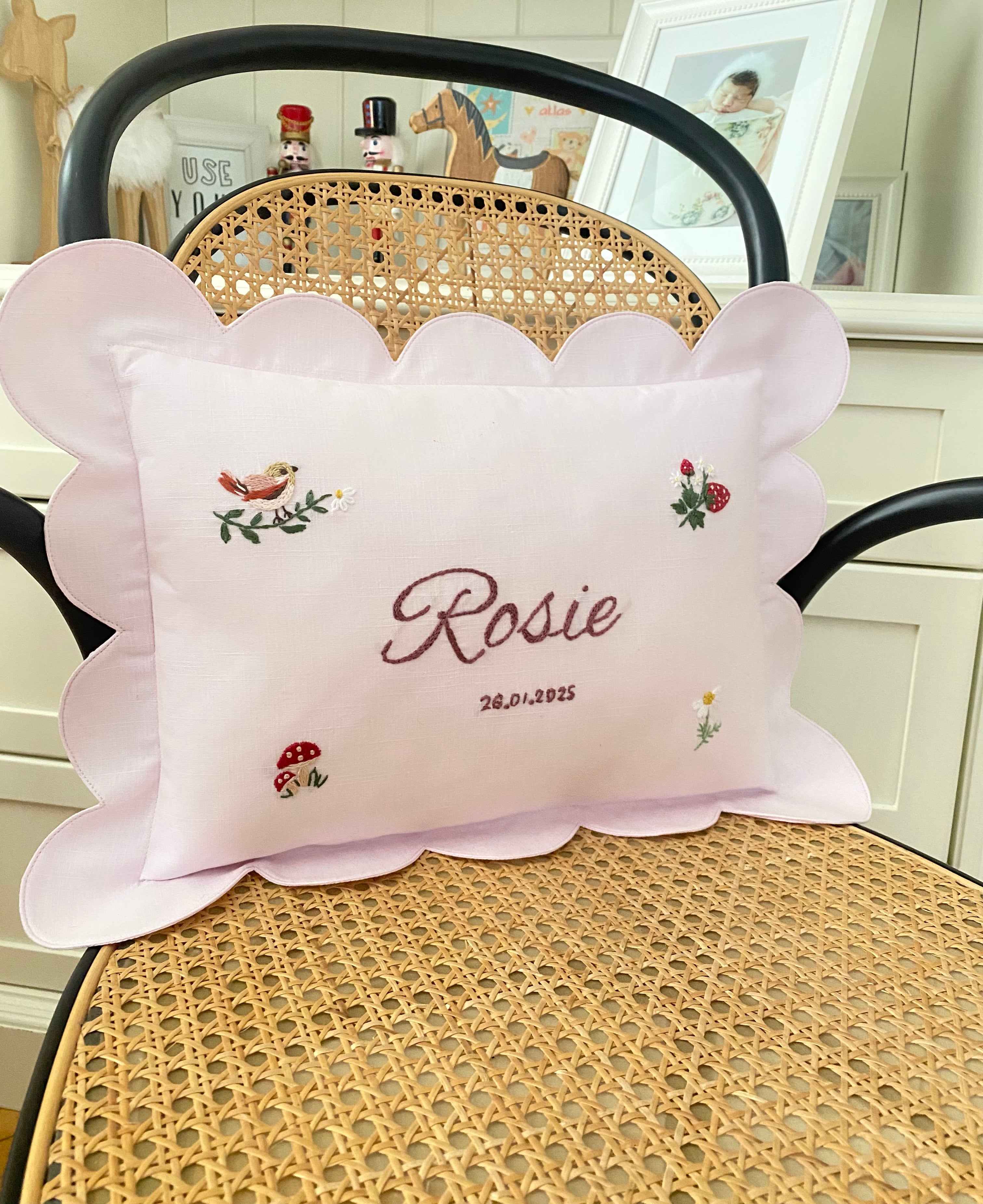 Kişiselleştirilmiş Keten Dilimli Bebek Yastığı