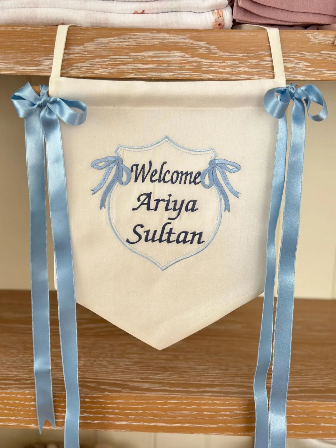 Kişiye Özel İsimli Keten Banner / Kapı Süsü Çelenk