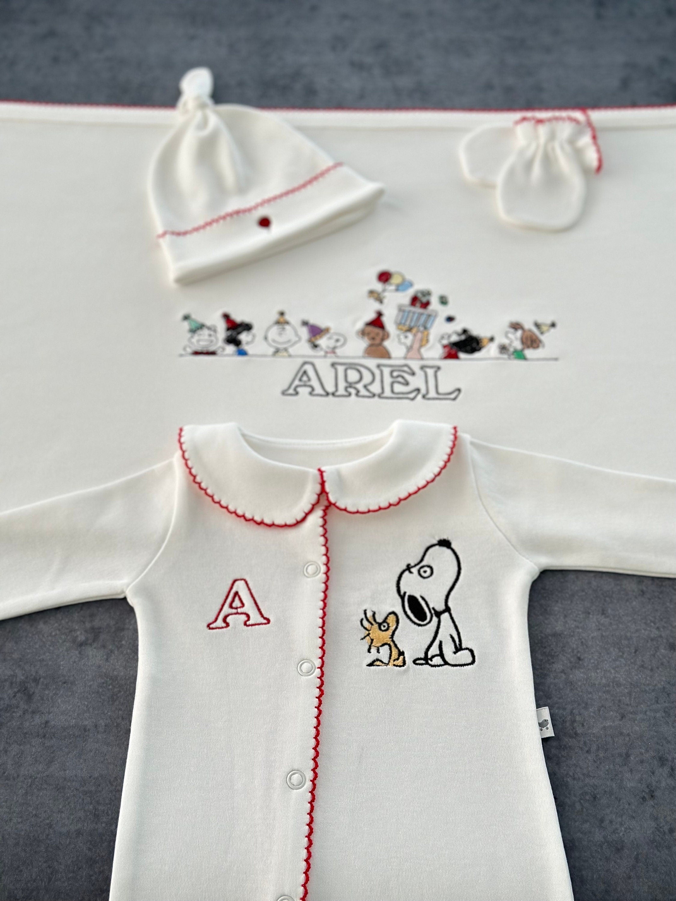Snoopy Nakışlı Organik Yenidoğan Seti