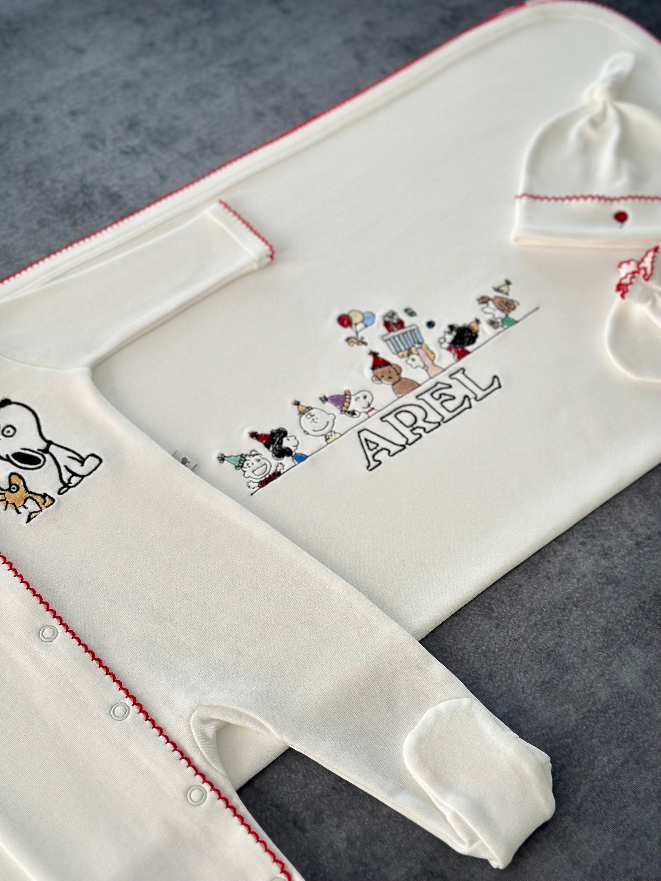 Snoopy Nakışlı Organik Yenidoğan Seti