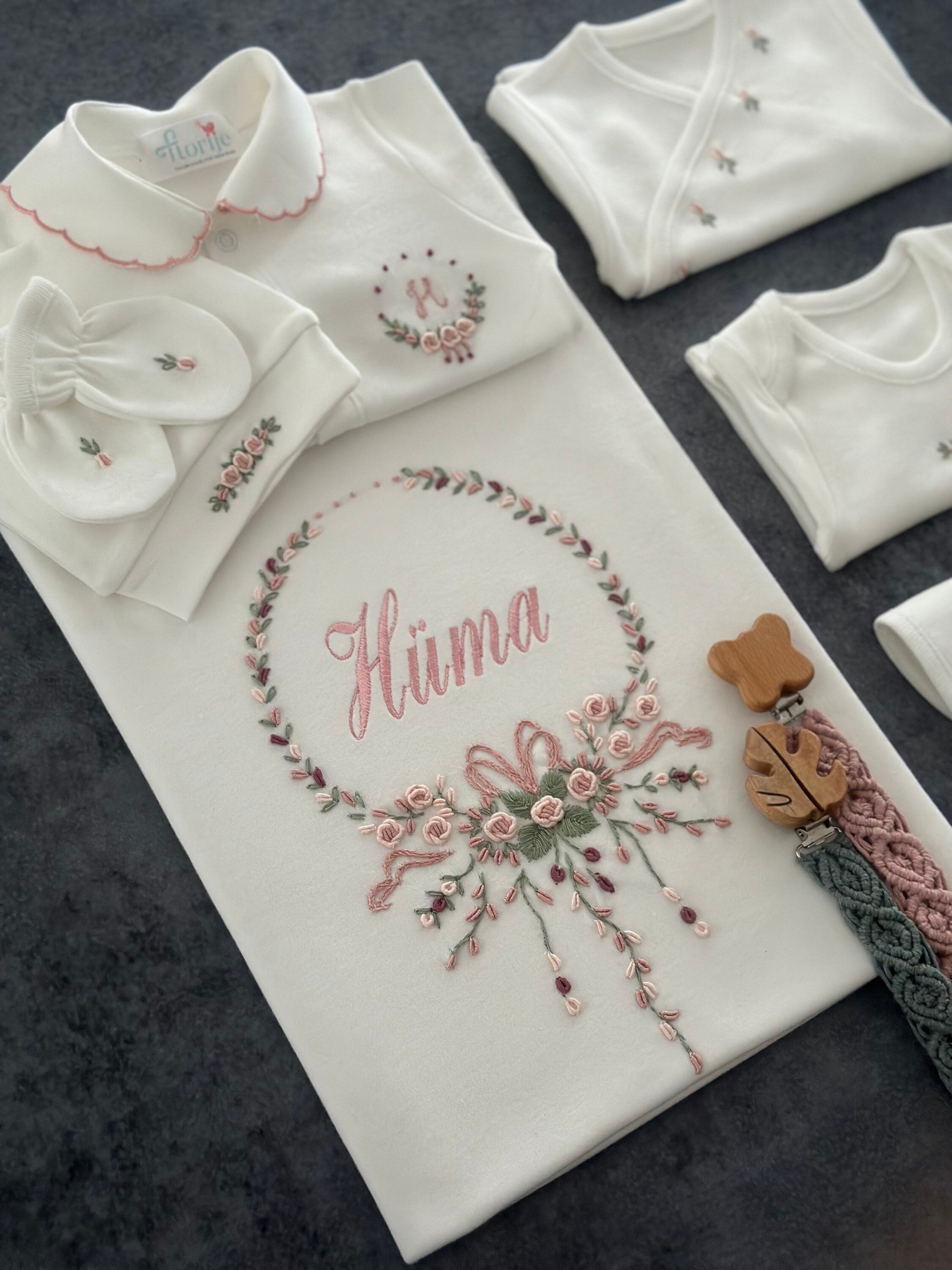 Damla Modeli Hastane Çıkışı Seti - Gül Kurusu