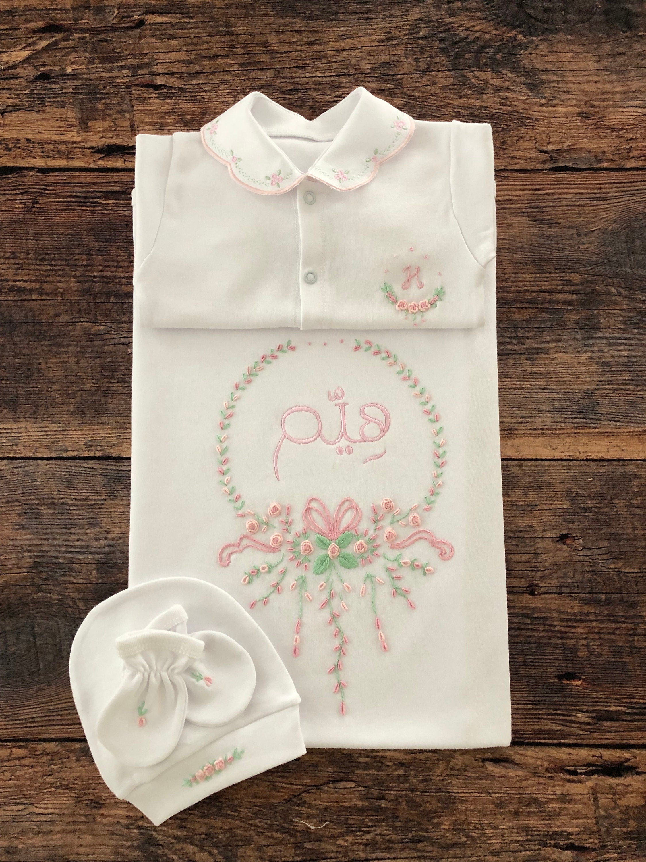 Damla Modeli Hastane Çıkışı Seti - Pembe&Mint