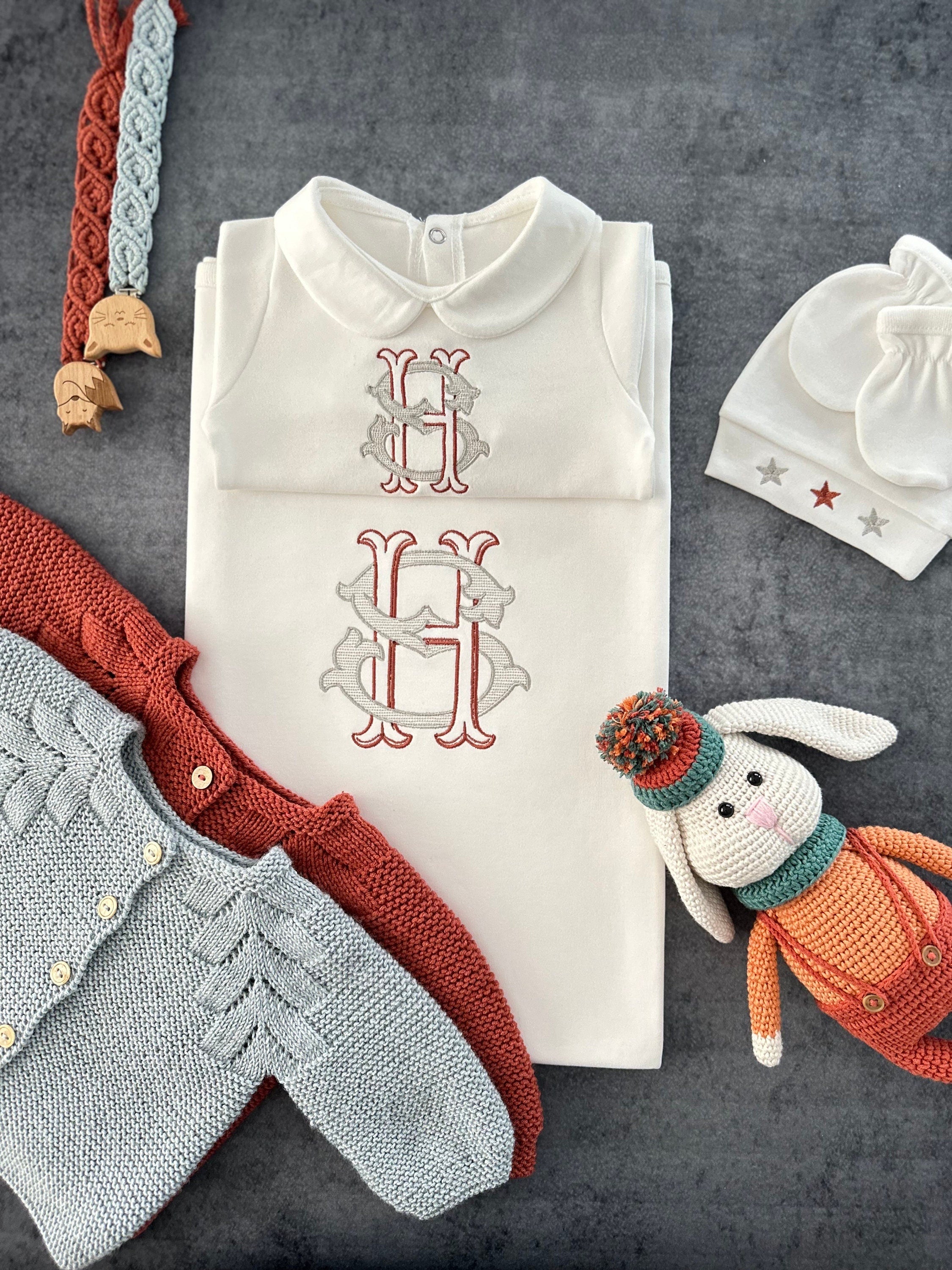 Monogram Nakışlı Hastane Çıkışı Seti