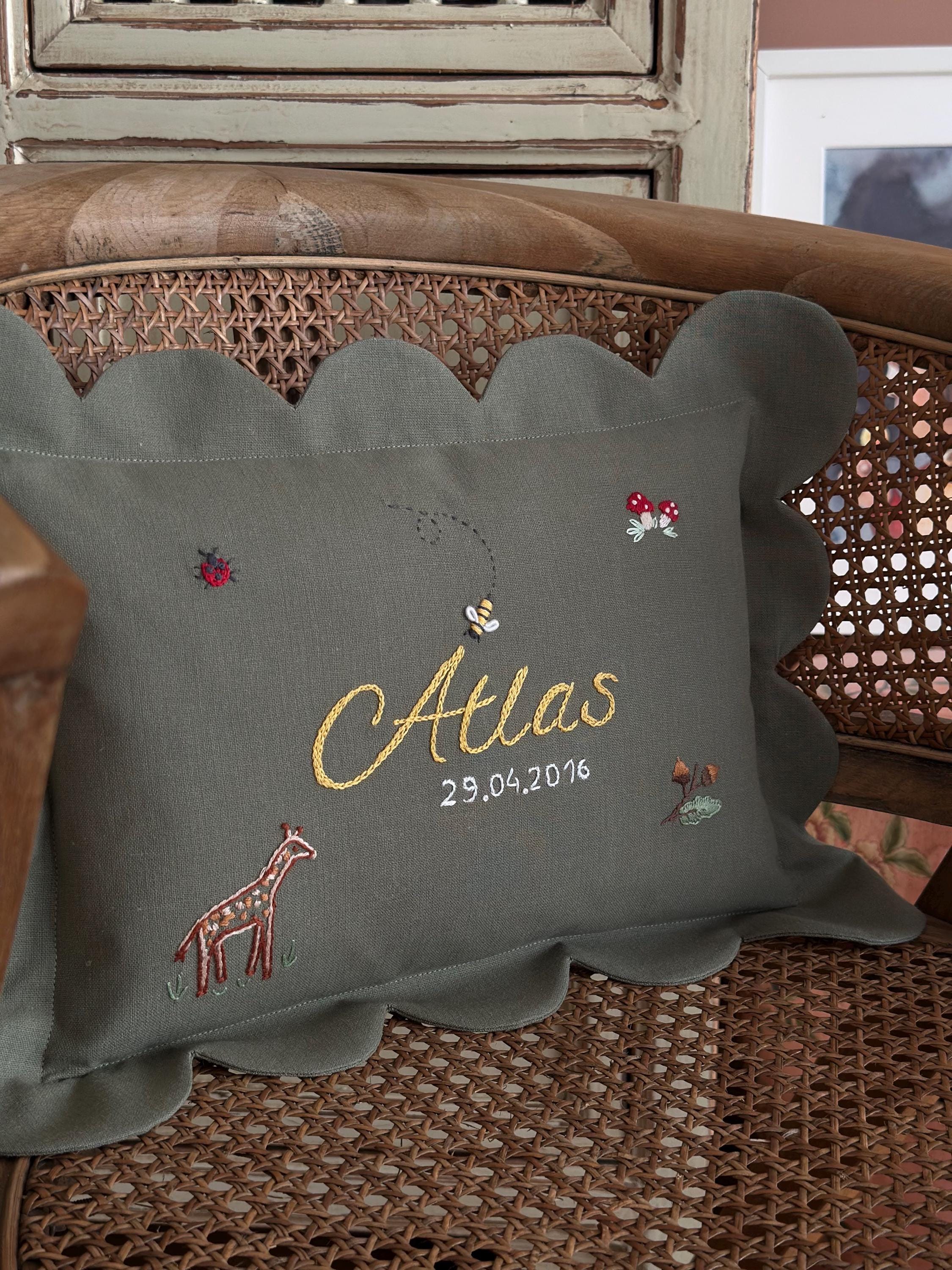 Kişiselleştirilmiş Keten Dilimli Bebek Yastığı