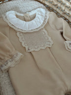 Lace Baby Girl Jumpsuit – Powder &amp; Salmon