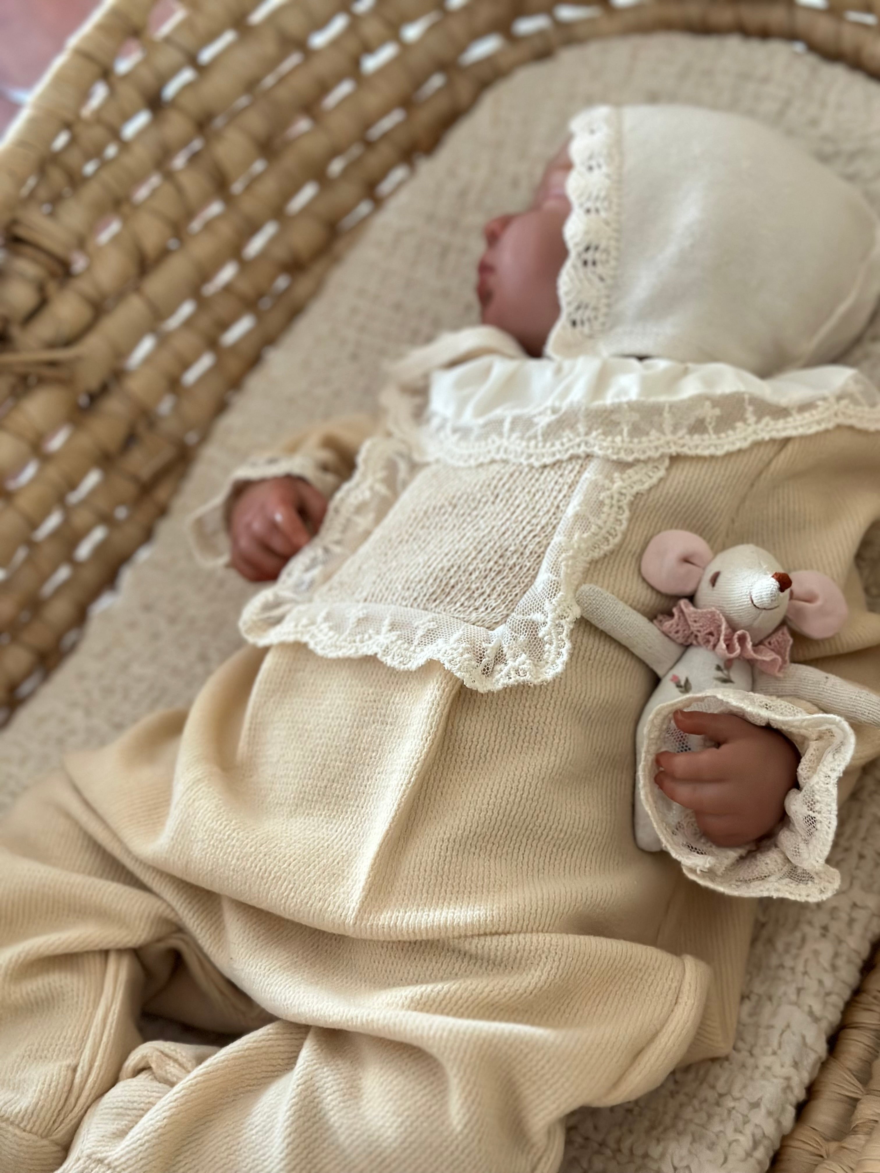 Lace Baby Girl Jumpsuit – Powder &amp; Salmon