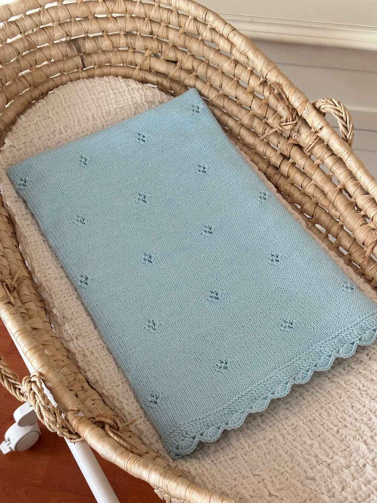 Hand Knitted Blue Baby Blanket
