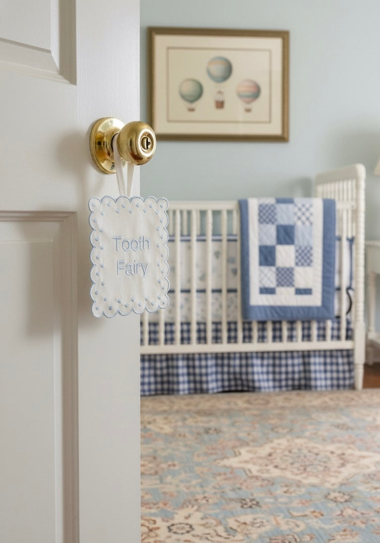 Personalized Linen Tooth Fairy Door Pillow | Tooth Fairy Pillow