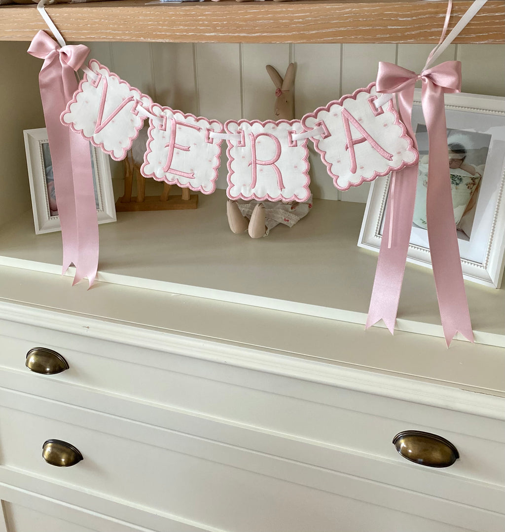 İsme Özel Makine Nakışlı Bebek Banner | Flama | Kapı Süsü