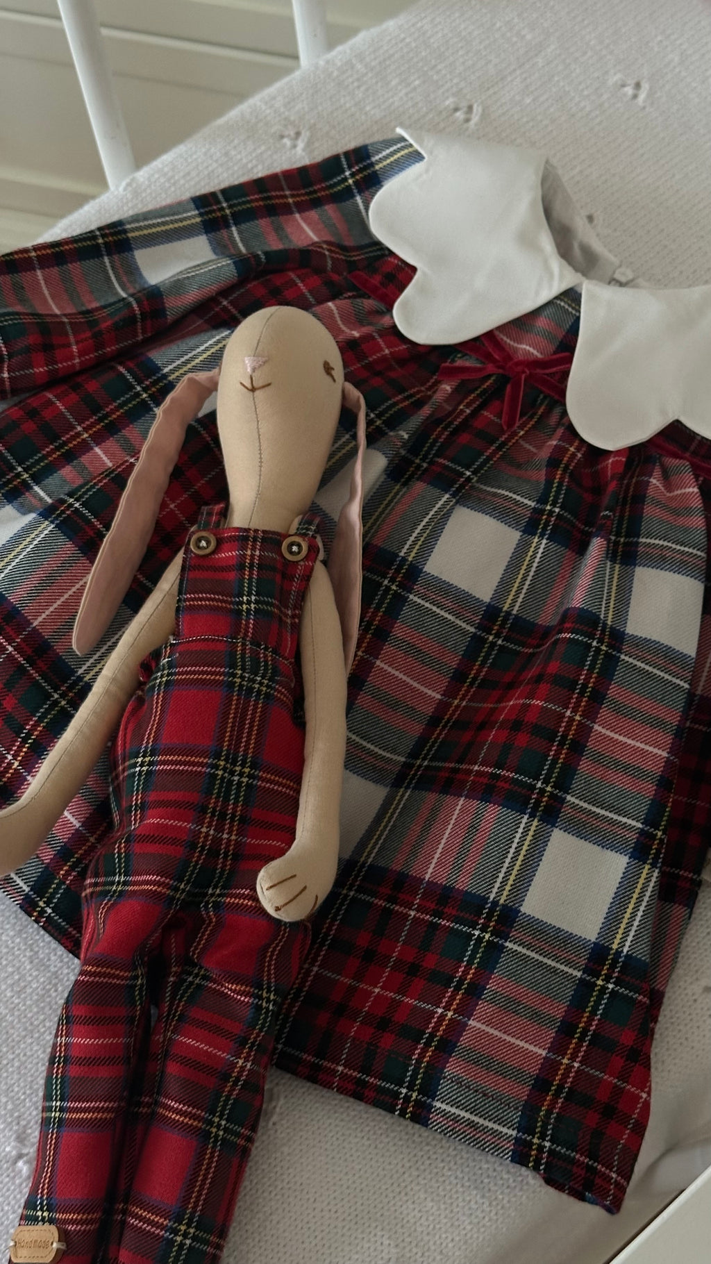 Lora– Red Plaid Baby Girl Dress | Elegant New Year's Dress with Baby Collar Detail 6-24 Months