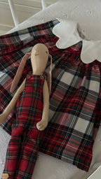 Lora– Red Plaid Baby Girl Dress | Elegant New Year's Dress with Baby Collar Detail 6-24 Months