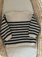 El Örgüsü %100 Pamuk Bebek Hırkası – Çizgili