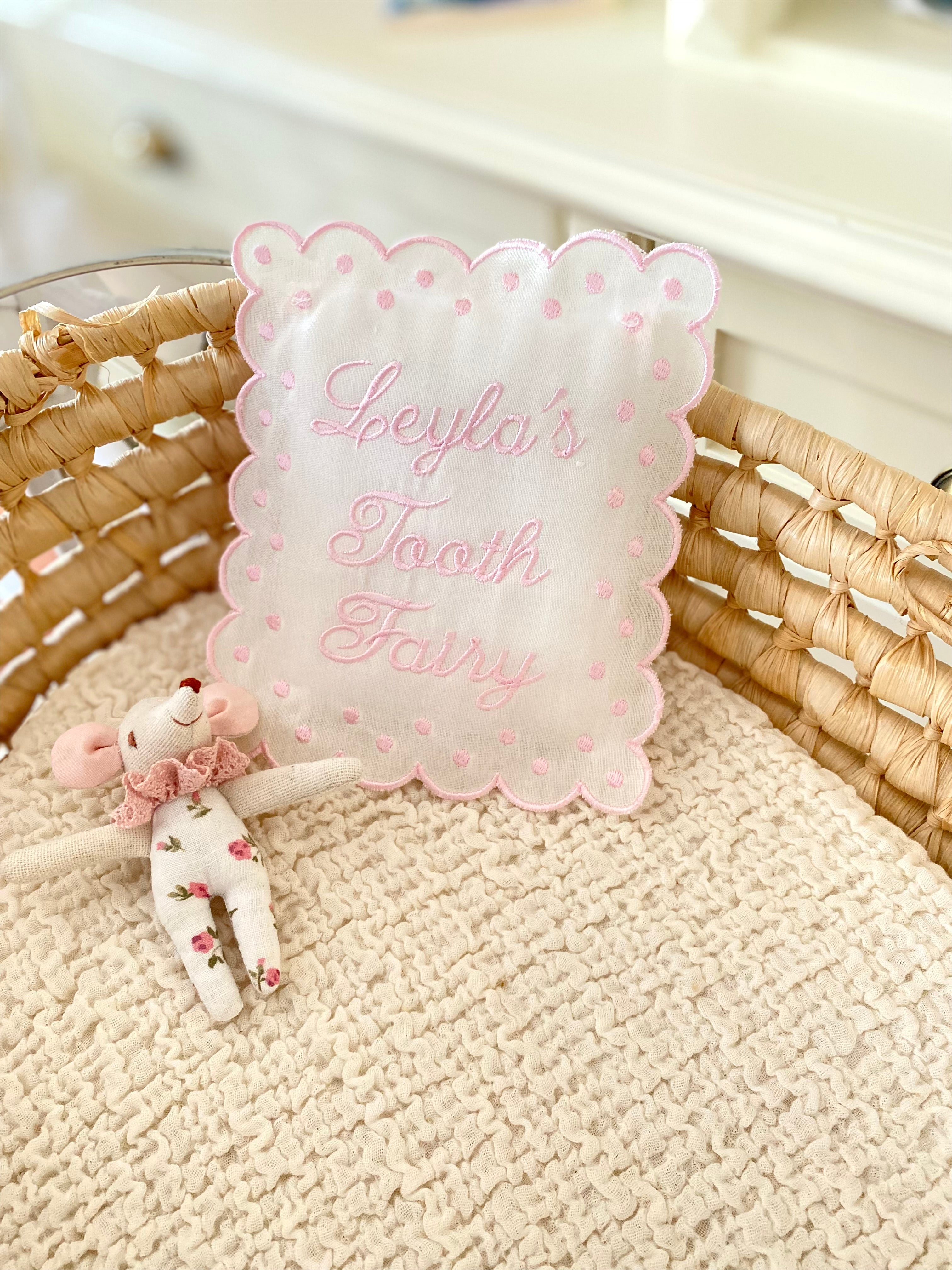 Personalized Linen Tooth Fairy Door Pillow | Tooth Fairy Pillow