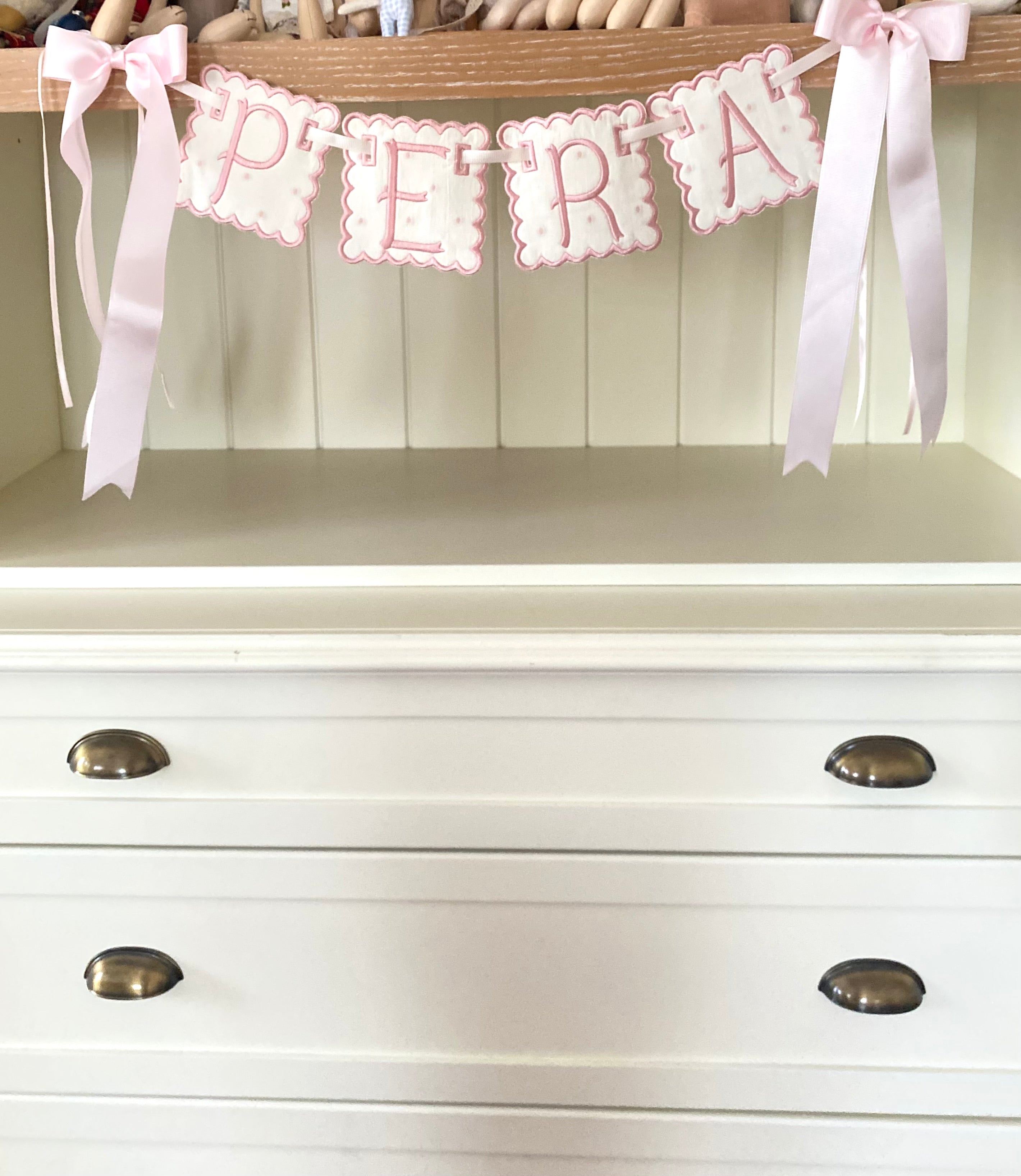 Personalized Machine Embroidered Baby Banner | Pennant | Door Decoration