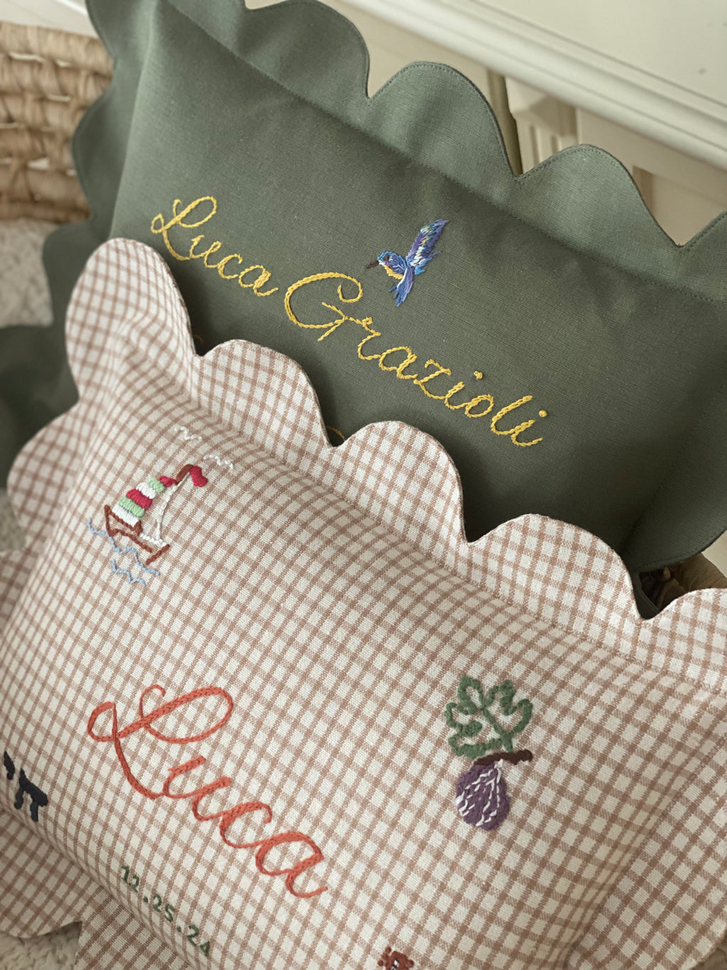 Kişiselleştirilmiş Keten Dilimli Bebek Yastığı