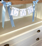 Personalized Machine Embroidered Baby Banner | Pennant | Door Decoration