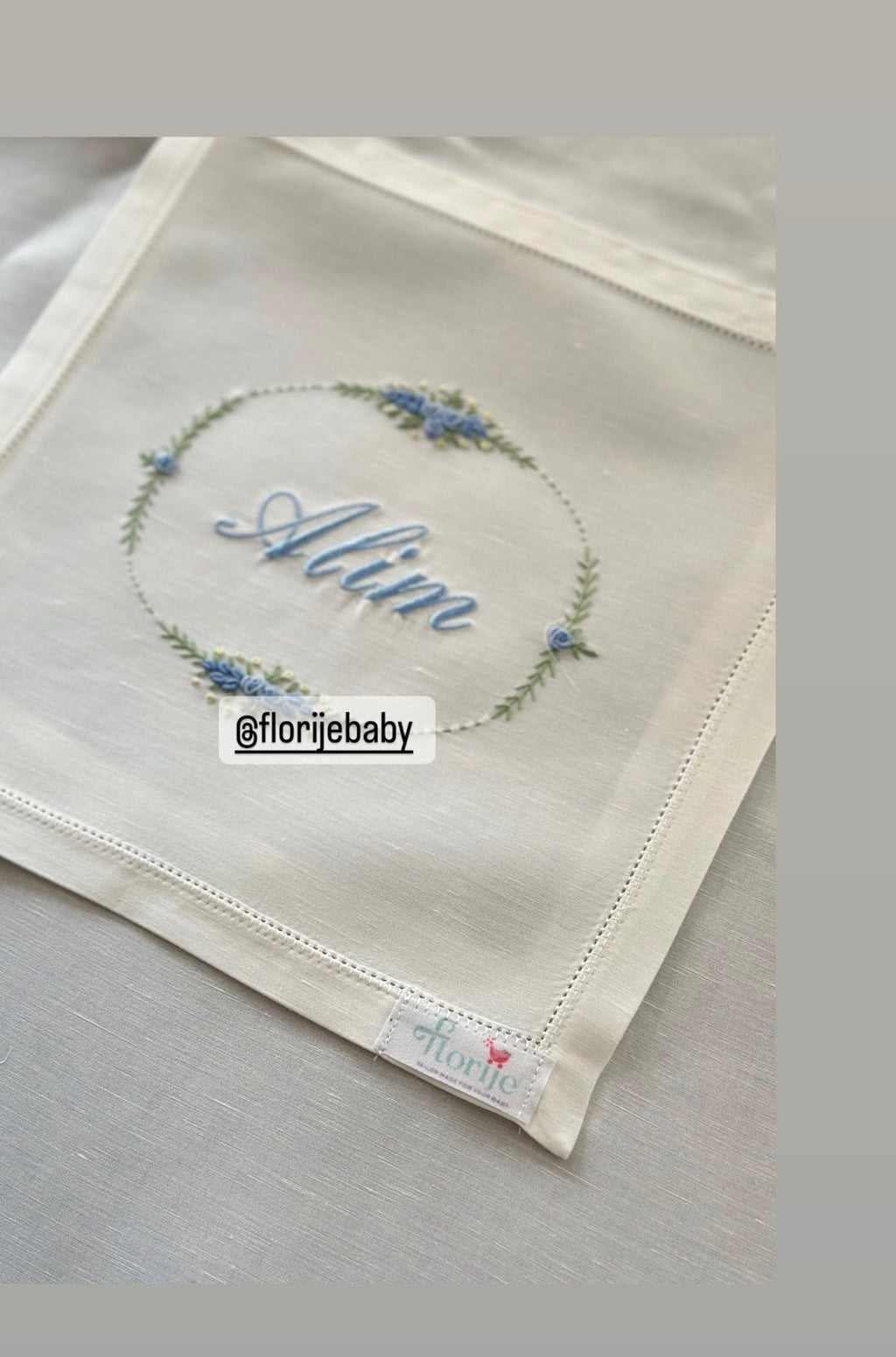 Keten Puset Örtüsü Oval Model Mavili