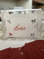 Kişiselleştirilmiş Keten Dilimli Bebek Yastığı