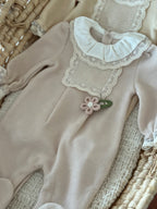 Lace Baby Girl Jumpsuit – Powder &amp; Salmon