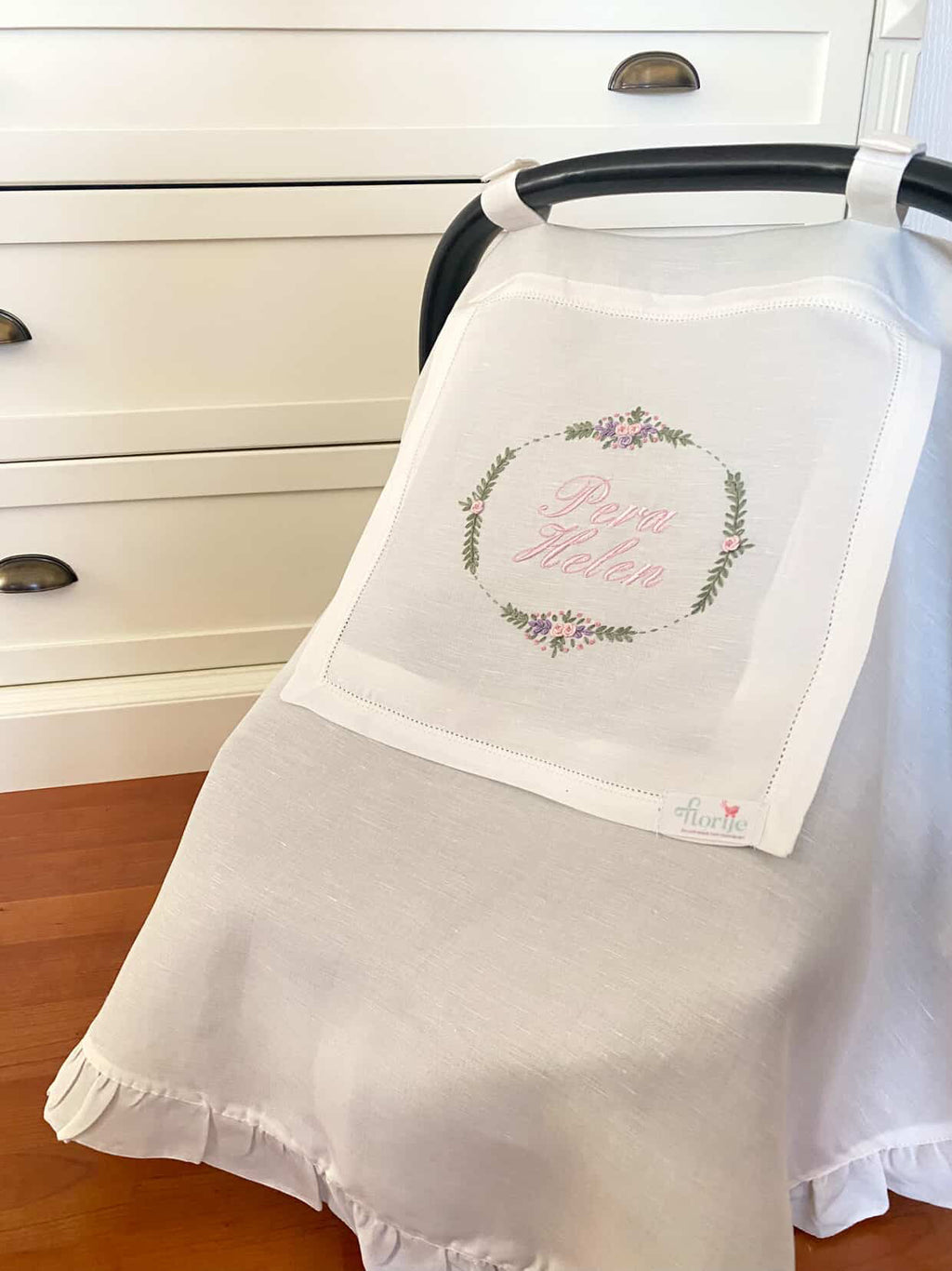 Keten Puset Örtüsü Oval Model Lila/Pembe