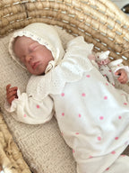 Pink Polka Dot Velvet Baby Girl Jumpsuit – Scallop Collar