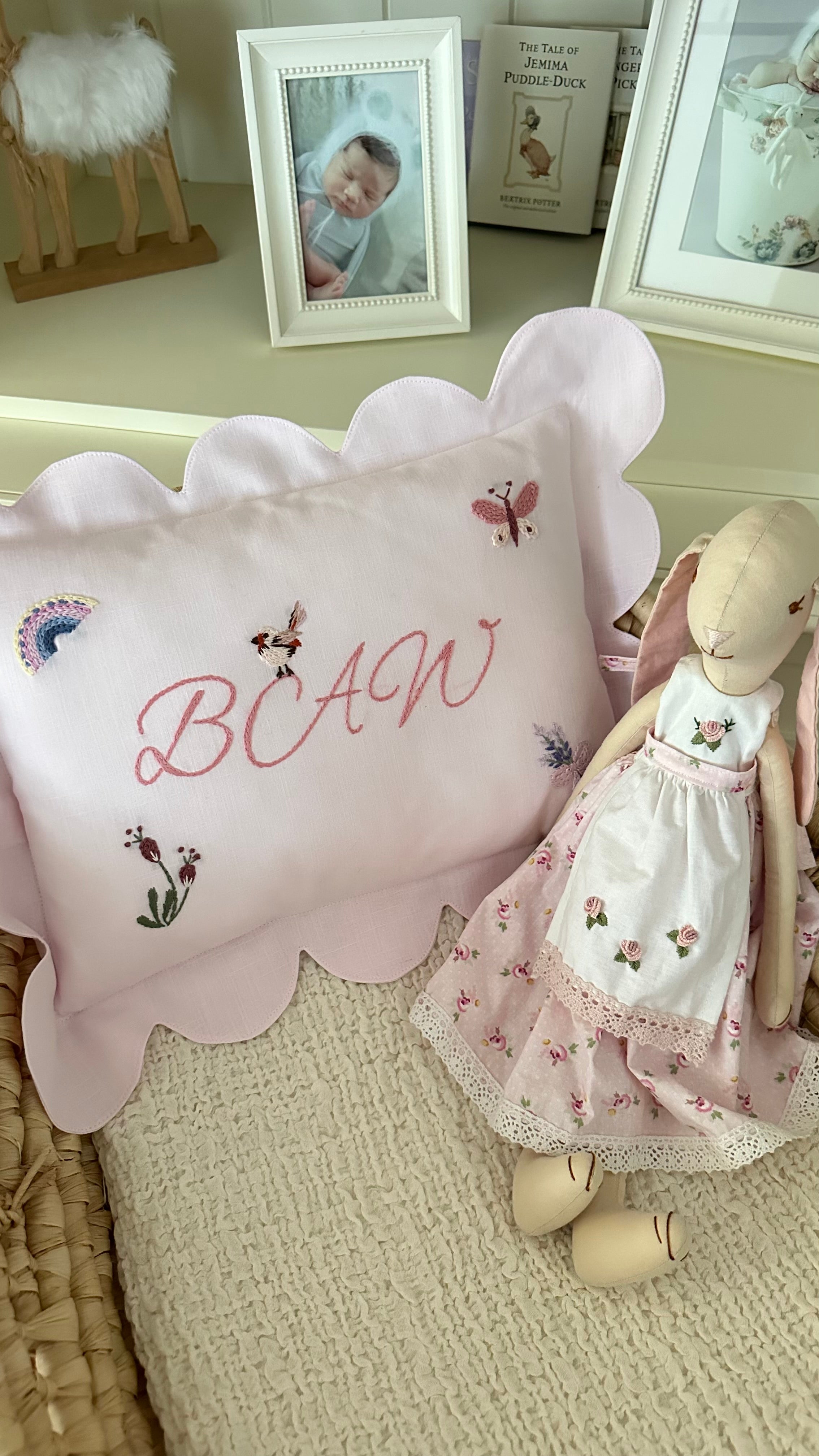 Kişiselleştirilmiş Keten Dilimli Bebek Yastığı