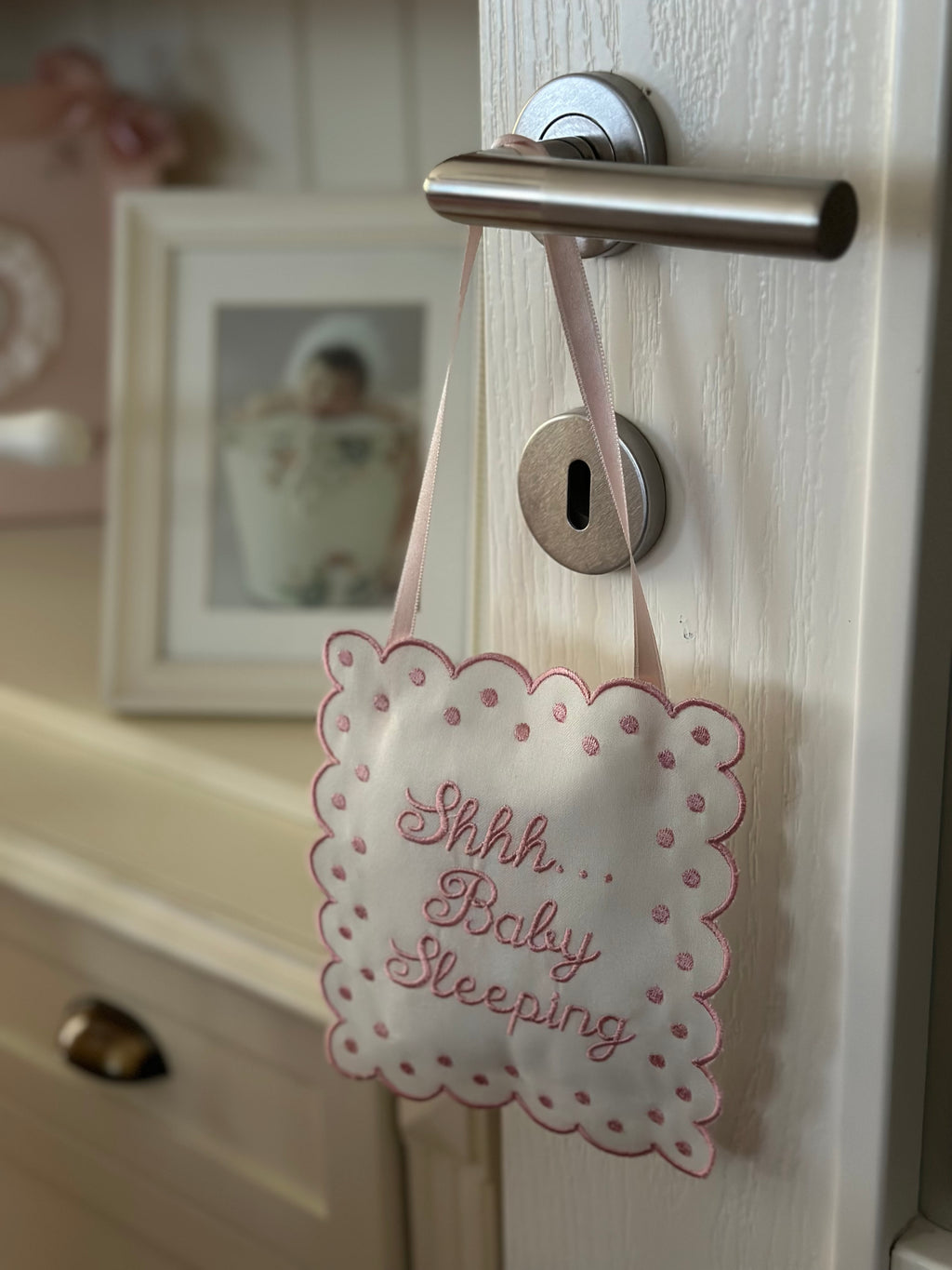 Kişiye Özel Keten “Baby Sleeping” Kapı Yastığı