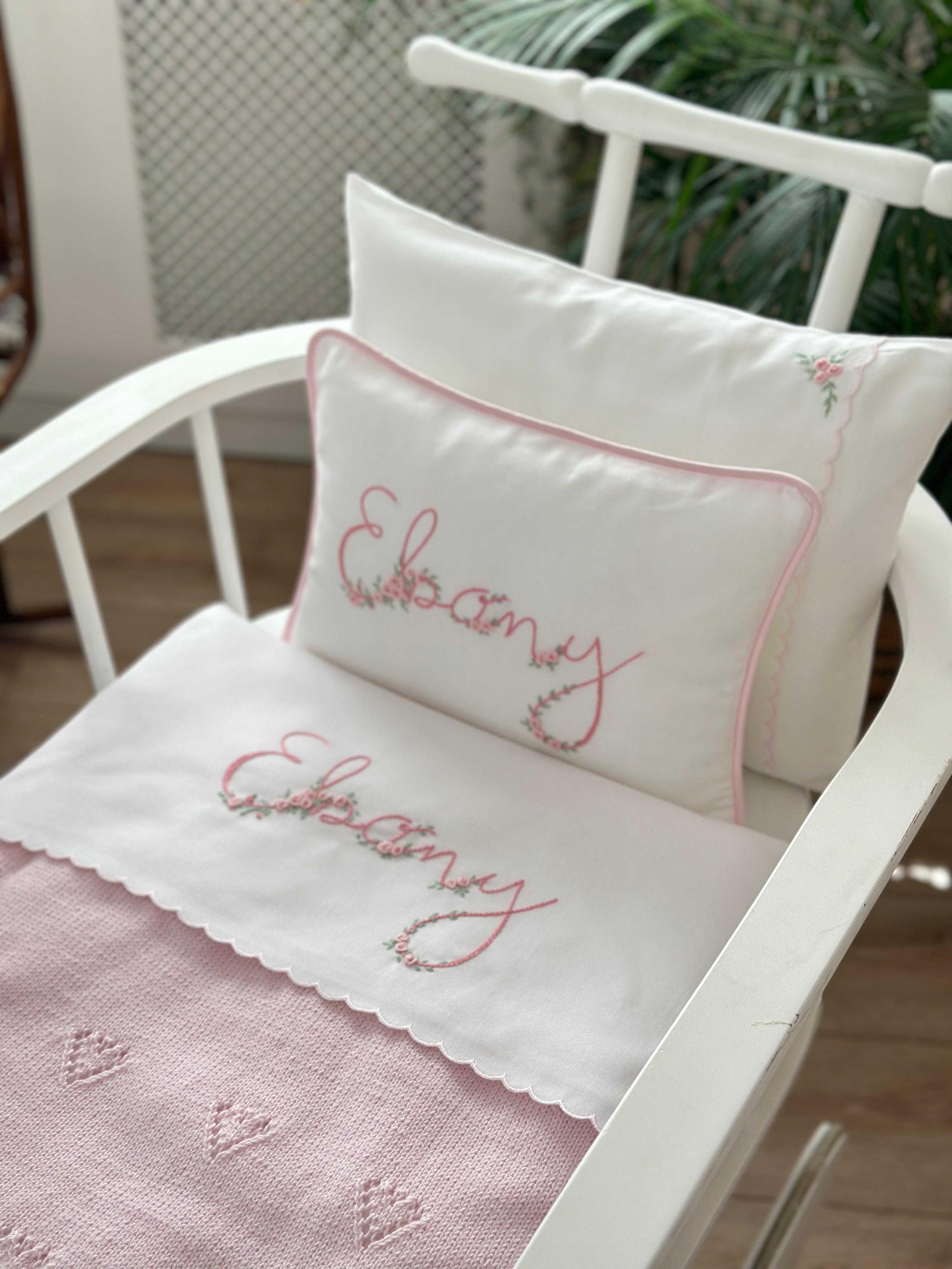 Personalized Rococo Embroidered Baby Pillow