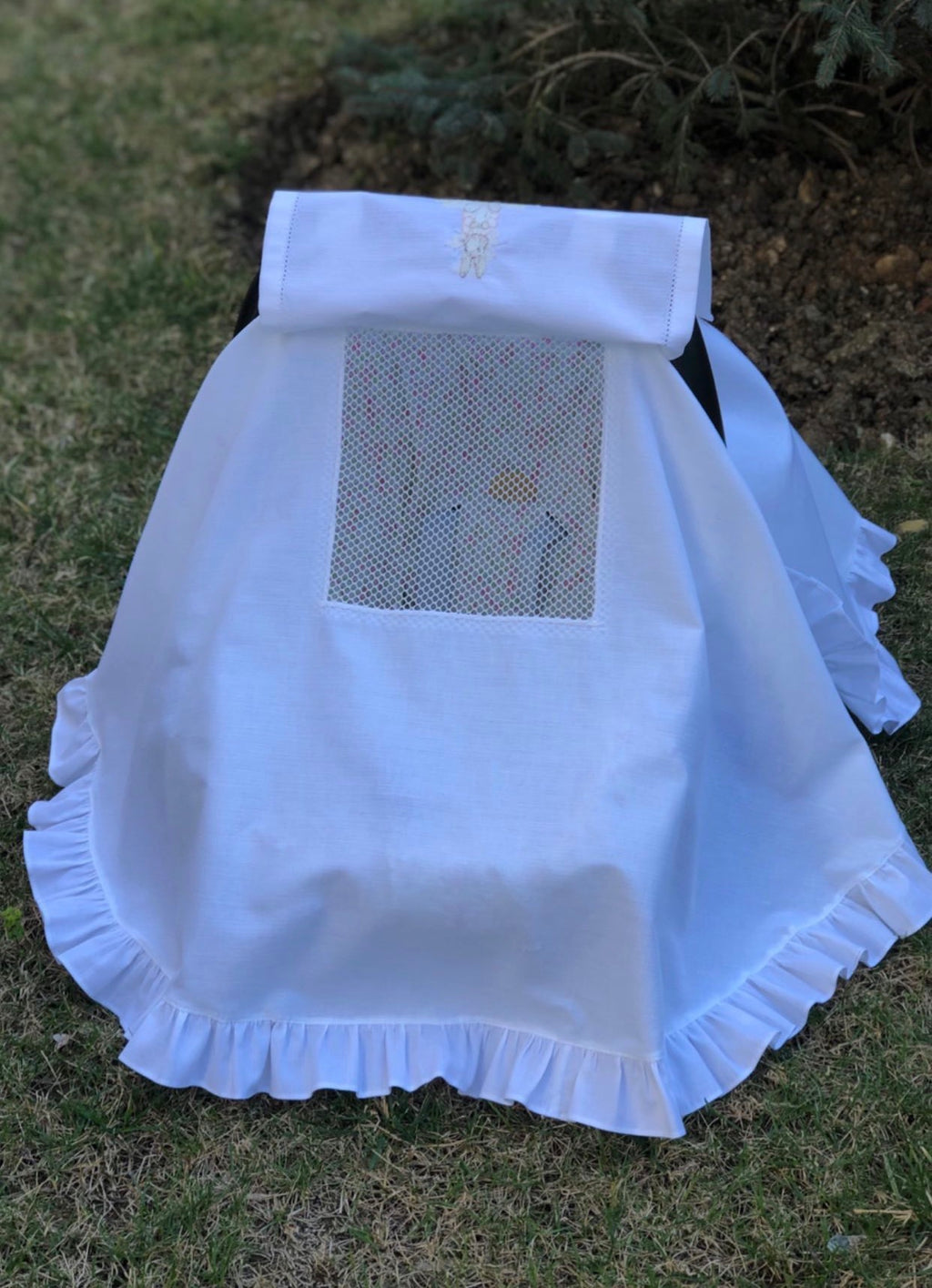 Keten Puset Örtüsü Oval Model Mavili