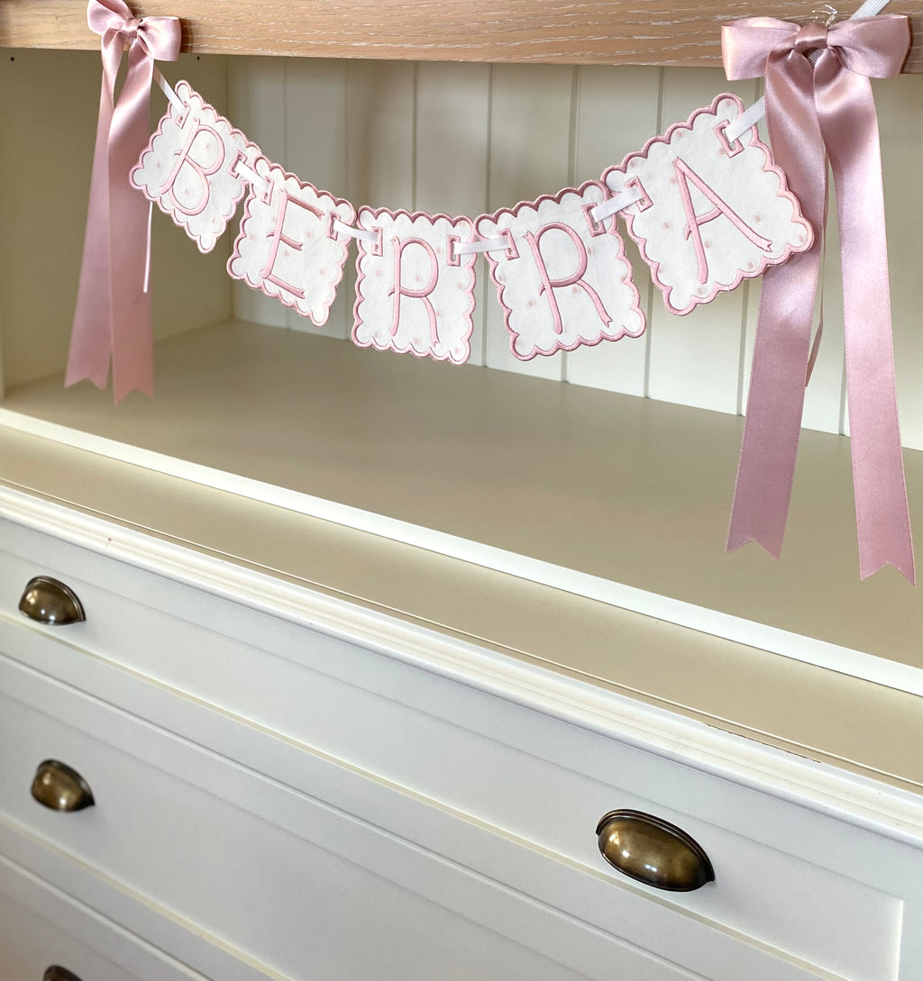 Personalized Machine Embroidered Baby Banner | Pennant | Door Decoration