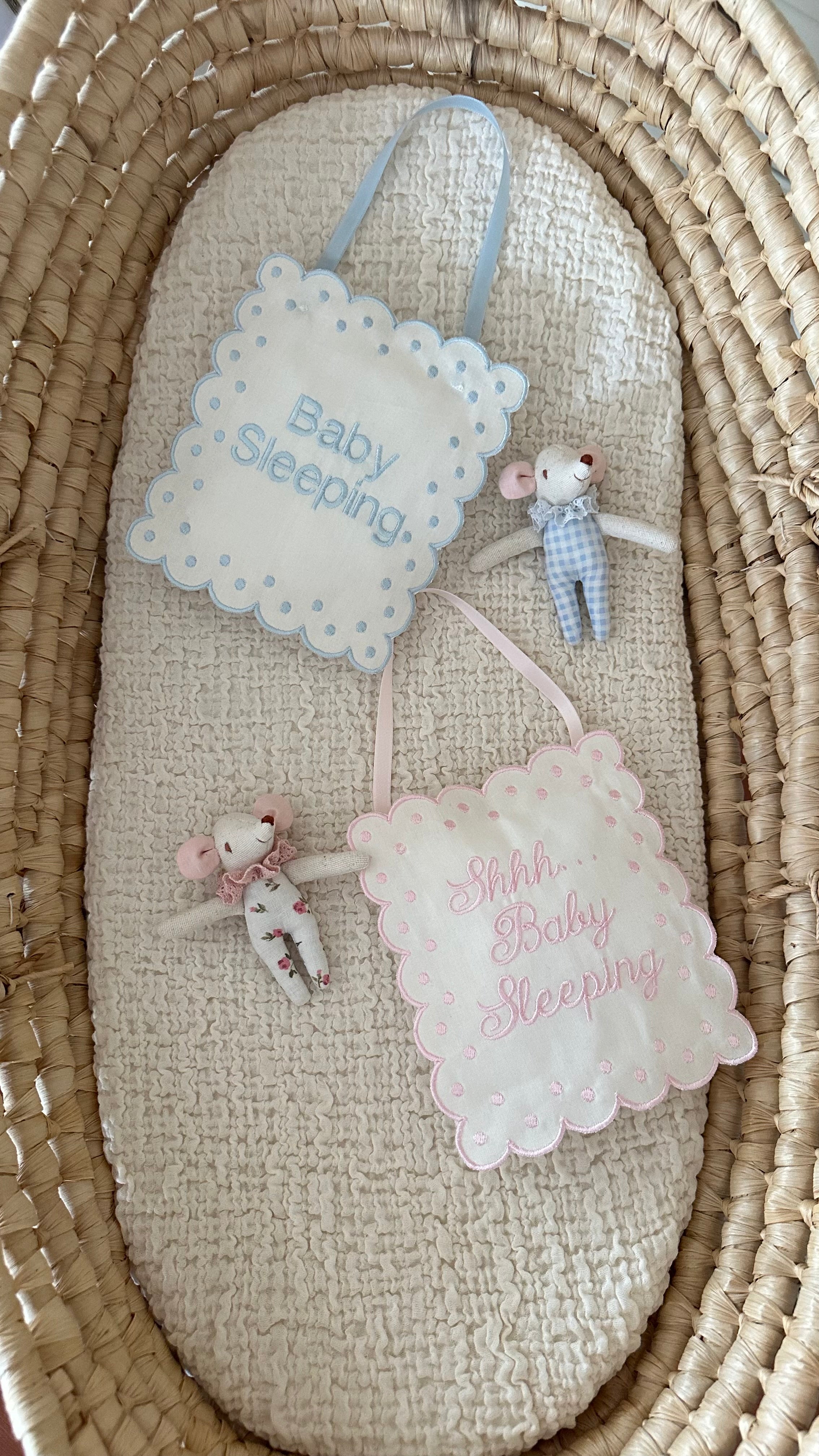 Kişiye Özel Keten “Baby Sleeping” Kapı Yastığı