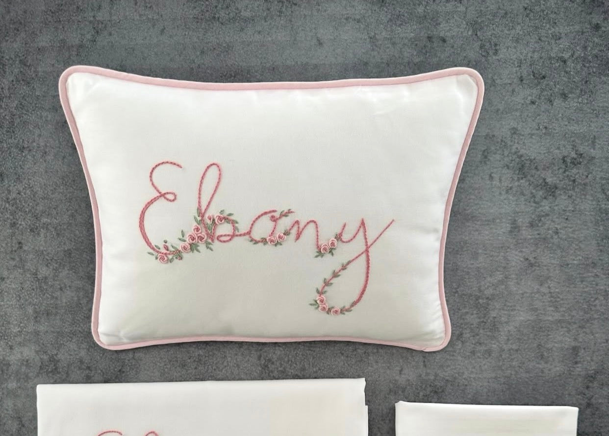 Personalized Rococo Embroidered Baby Pillow