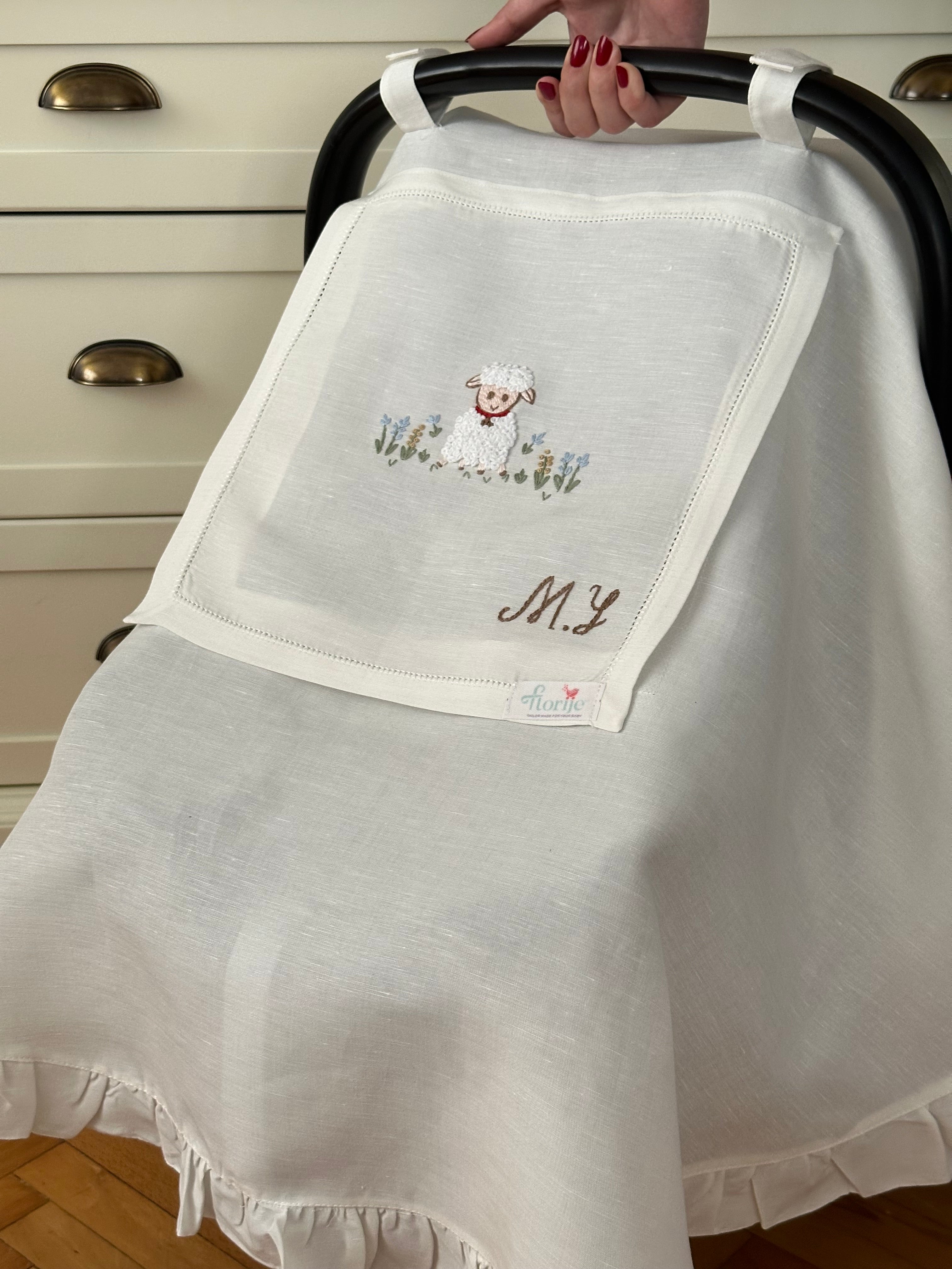 Keten Puset Örtüsü Kuzu Bej