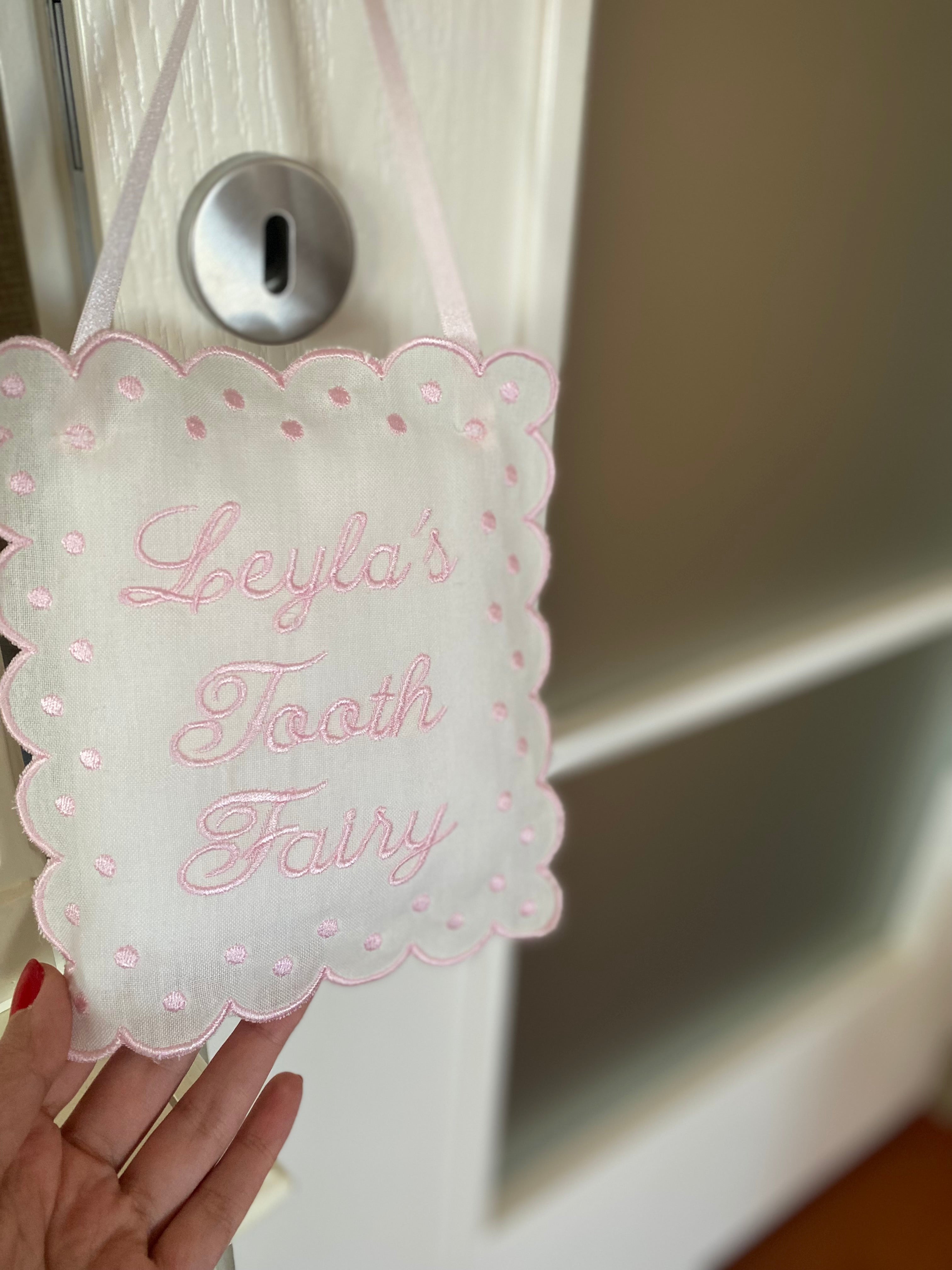 Personalized Linen Tooth Fairy Door Pillow | Tooth Fairy Pillow