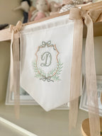 Kişiye Özel Keten Kurdele ve Harfli Bebek Banner / Kapı Süsü