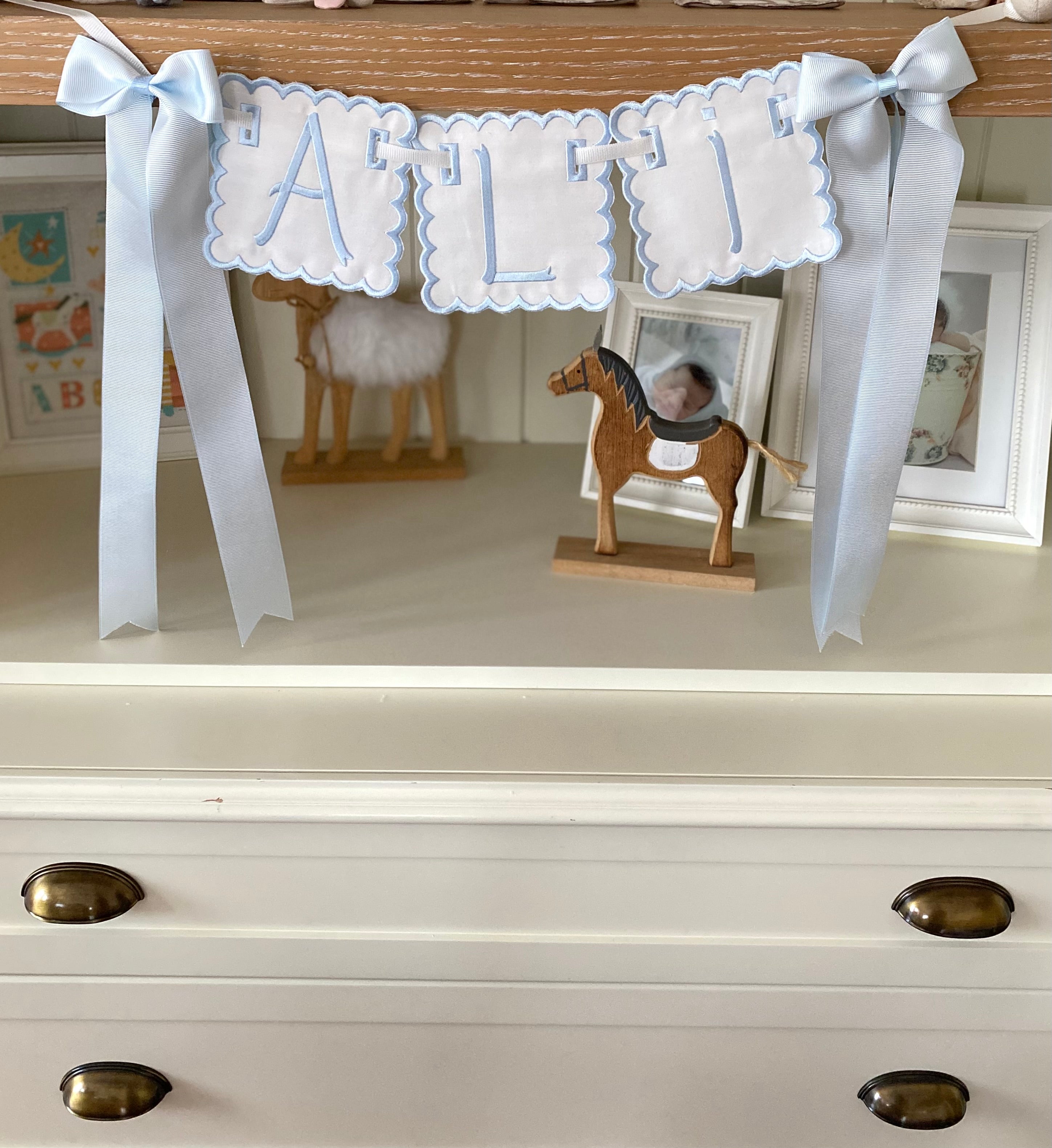 Personalized Machine Embroidered Baby Banner | Pennant | Door Decoration