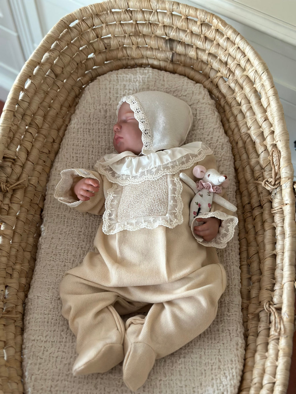 Lace Baby Girl Jumpsuit – Powder &amp; Salmon