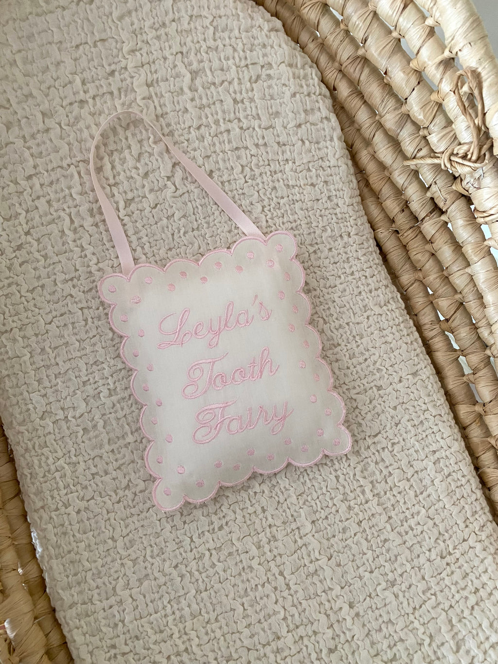 Personalized Linen Tooth Fairy Door Pillow | Tooth Fairy Pillow