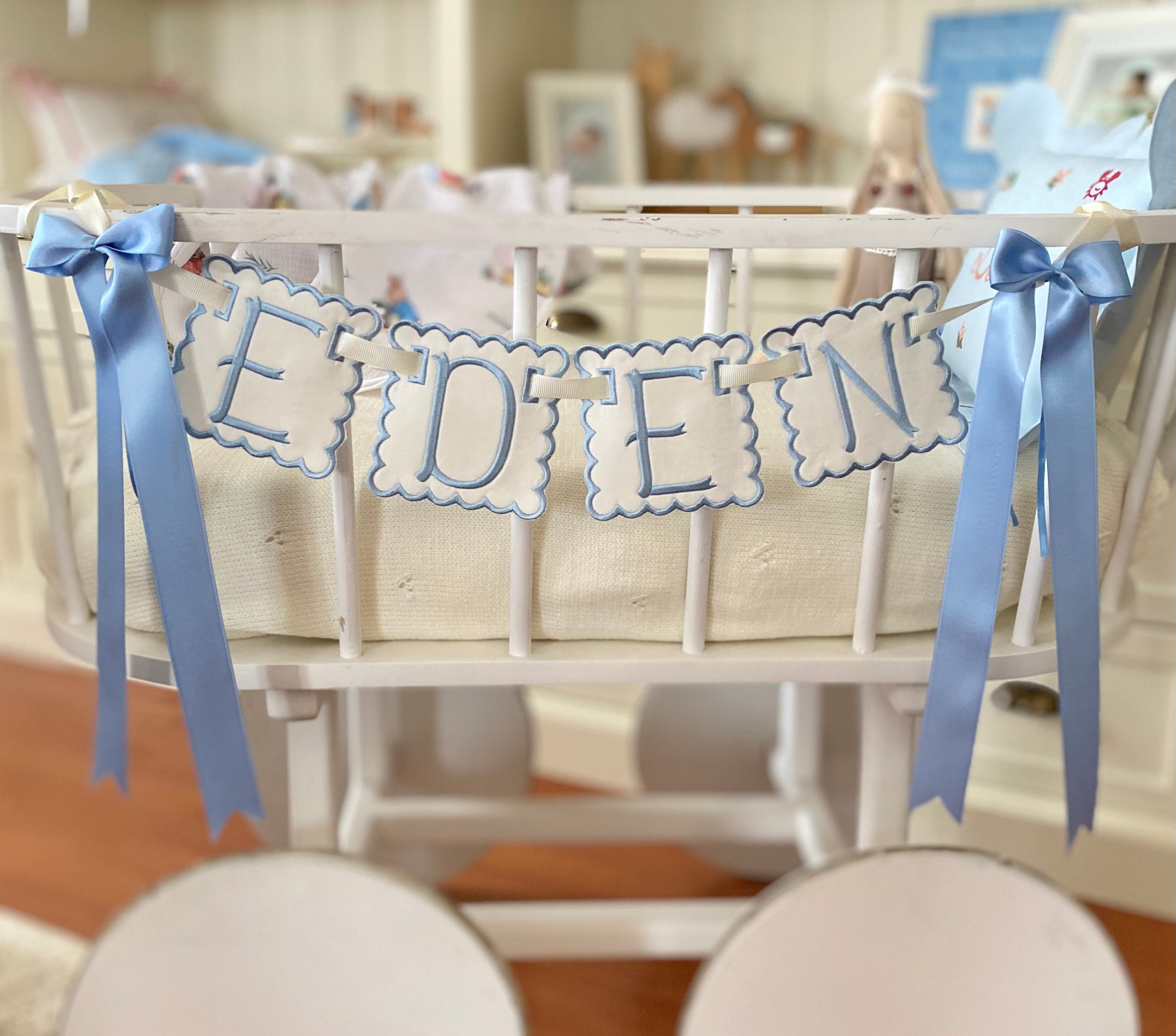 İsme Özel Makine Nakışlı Bebek Banner | Flama | Kapı Süsü