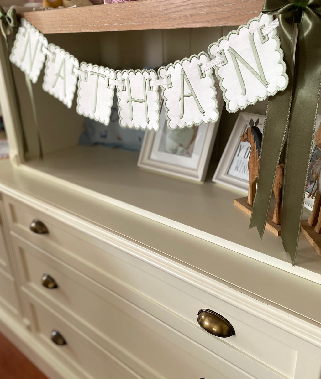 Personalized Machine Embroidered Baby Banner | Pennant | Door Decoration