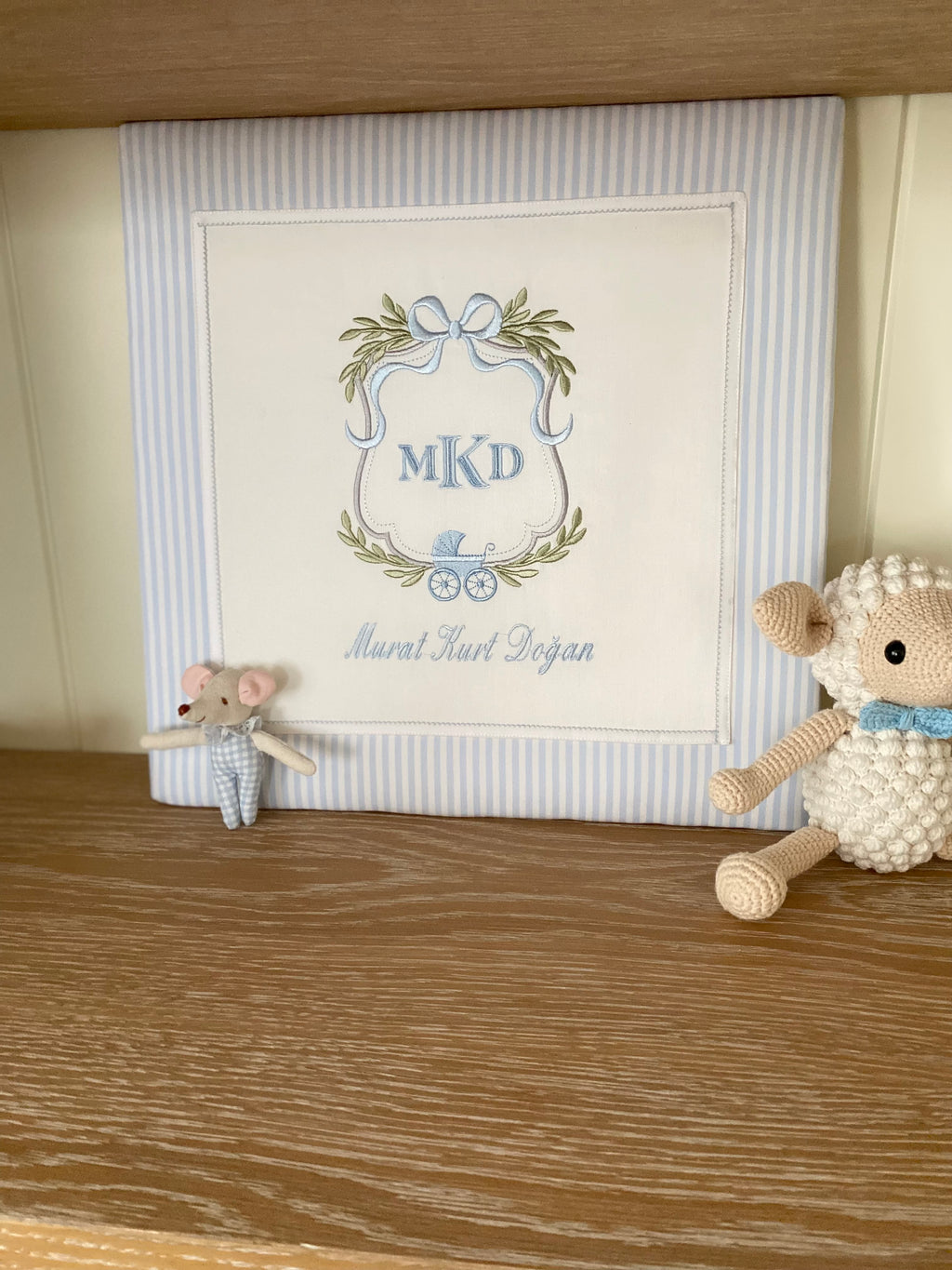 Rococo Embroidered Personalized Fabric Door Decoration | Named Baby Room Decor